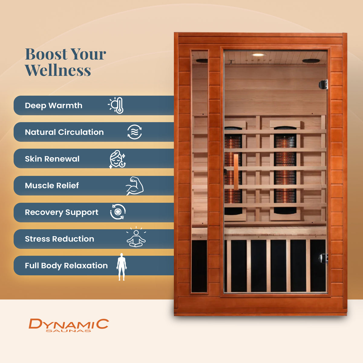 Dynamic Saunas 2-Person Full Spectrum Infrared Sauna Lighting,Speakers(Open Box)