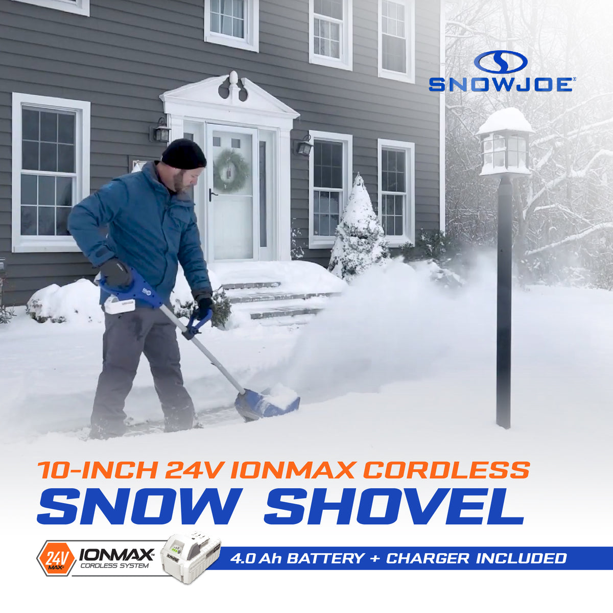 Snow Joe 24V Cordless Snow Shovel Kit for Driveway Winter Snow Removal, 24V-SS10 - VMInnovations