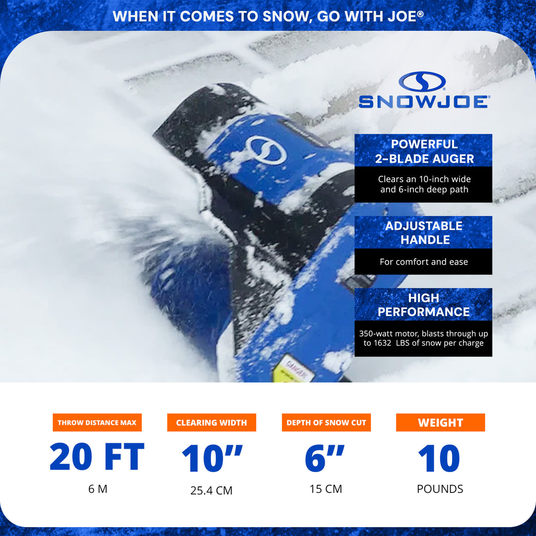 Snow Joe 24V Cordless Snow Shovel Kit for Driveway Winter Snow Removal, 24V-SS10