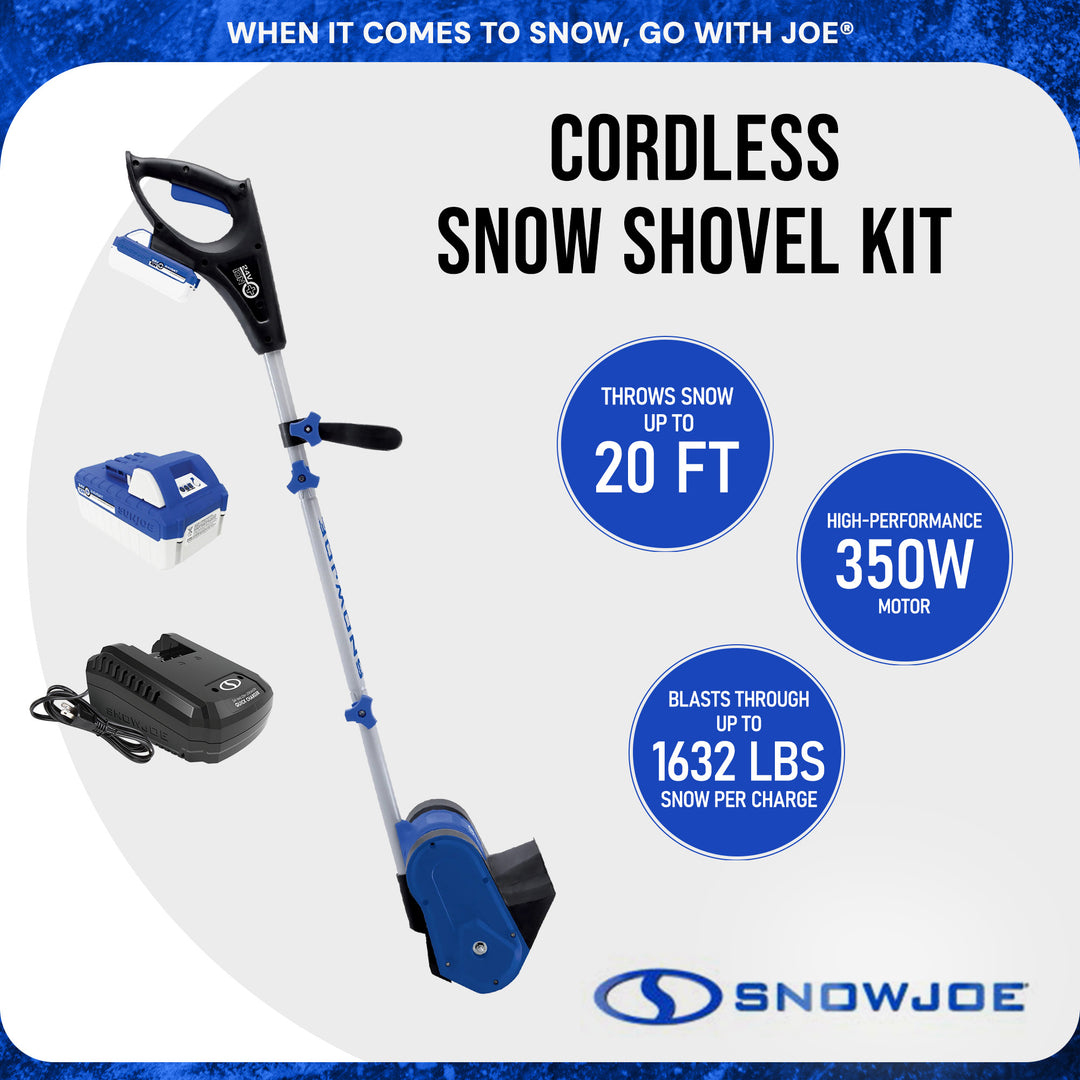 Snow Joe 24V Cordless Snow Shovel Kit for Driveway Winter Snow Removal, 24V-SS10