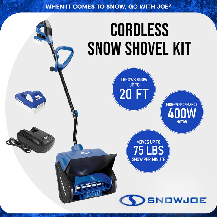 Snow Joe 24V Cordless Snow Shovel Kit for Driveway Winter Snow Removal, 24V-SS13