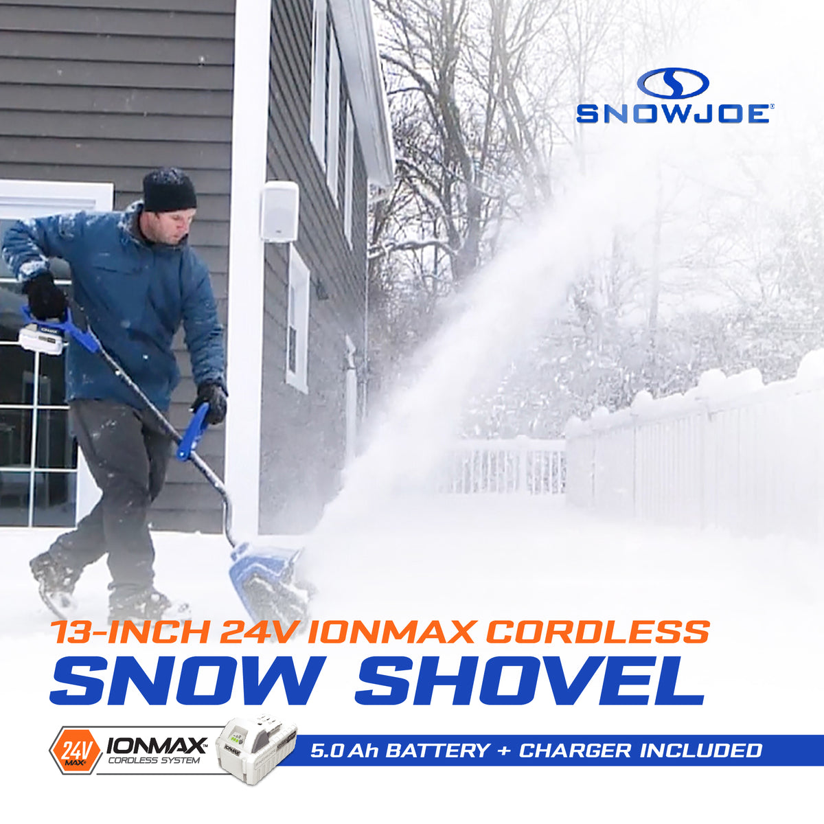 Snow Joe Cordless Snow Shovel Kit for Car Driveway Snow Removal, 24V-SS13-XR