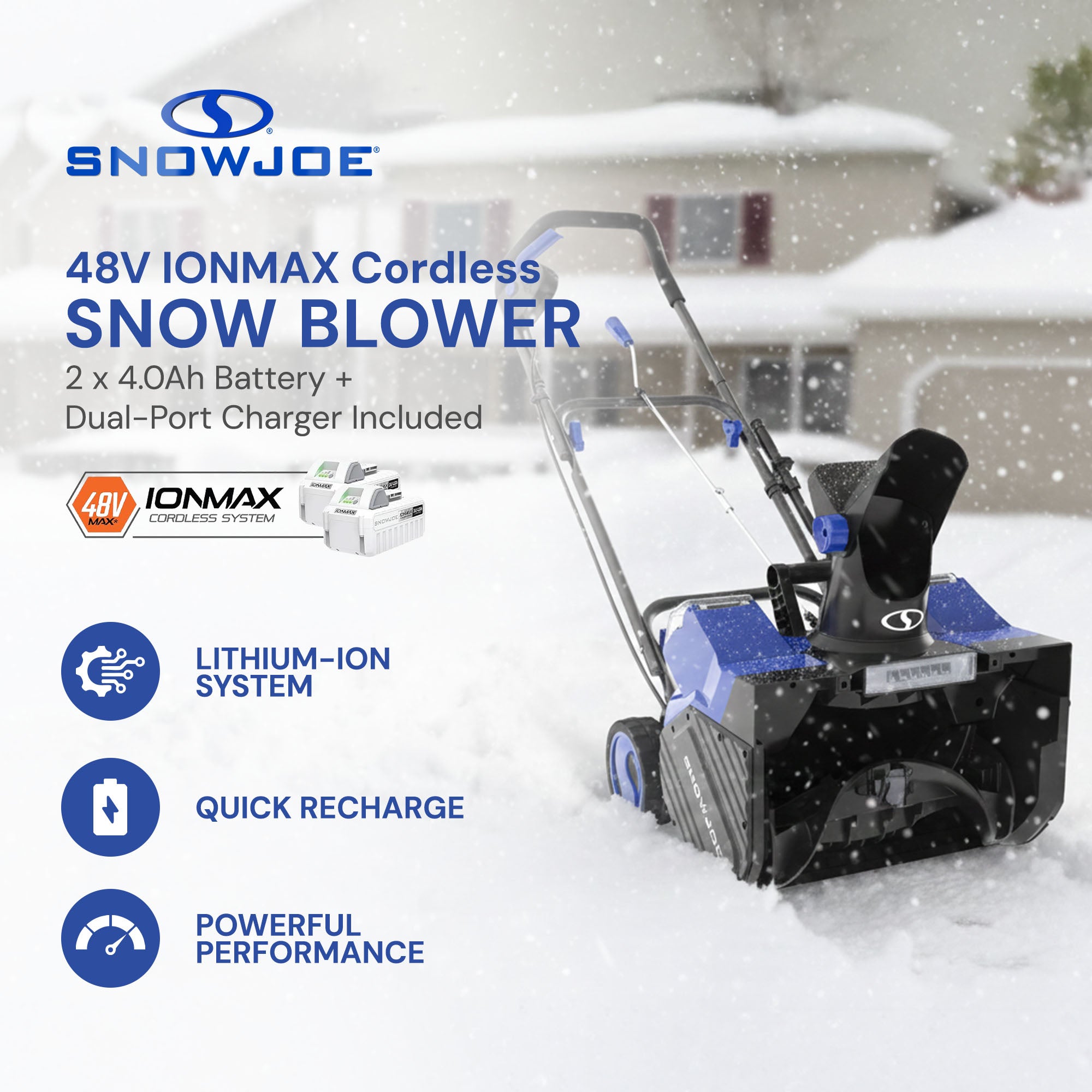 Snow Joe IONMAX 24V Cordless Snow Blower with Electric Engine Type, 24V-X2-SB18