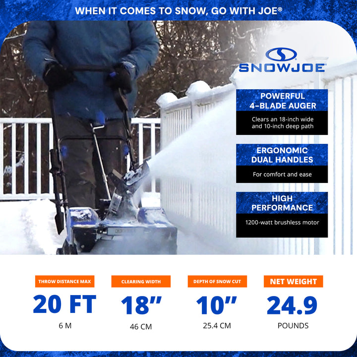 Snow Joe IONMAX 24V Cordless Snow Blower with Electric Engine, 24V-X2-SB18-XR - VMInnovations