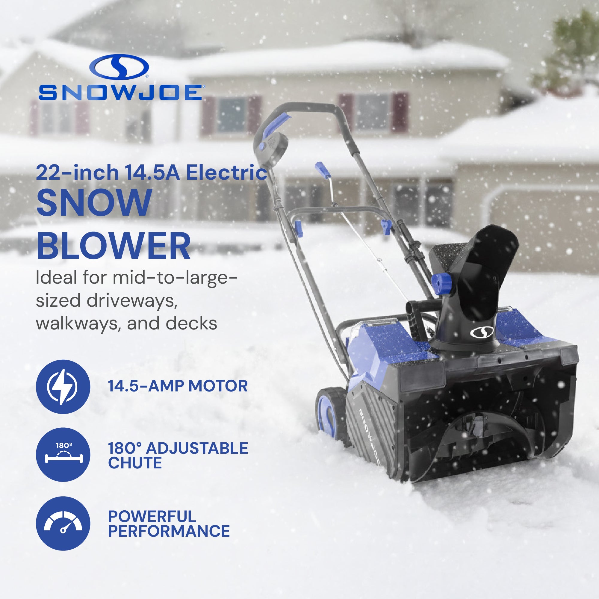 Snow Joe Electric Snow Blower, 22-Inch 14.5-Amp Single Stage, LED Light, SJ626E - VMInnovations