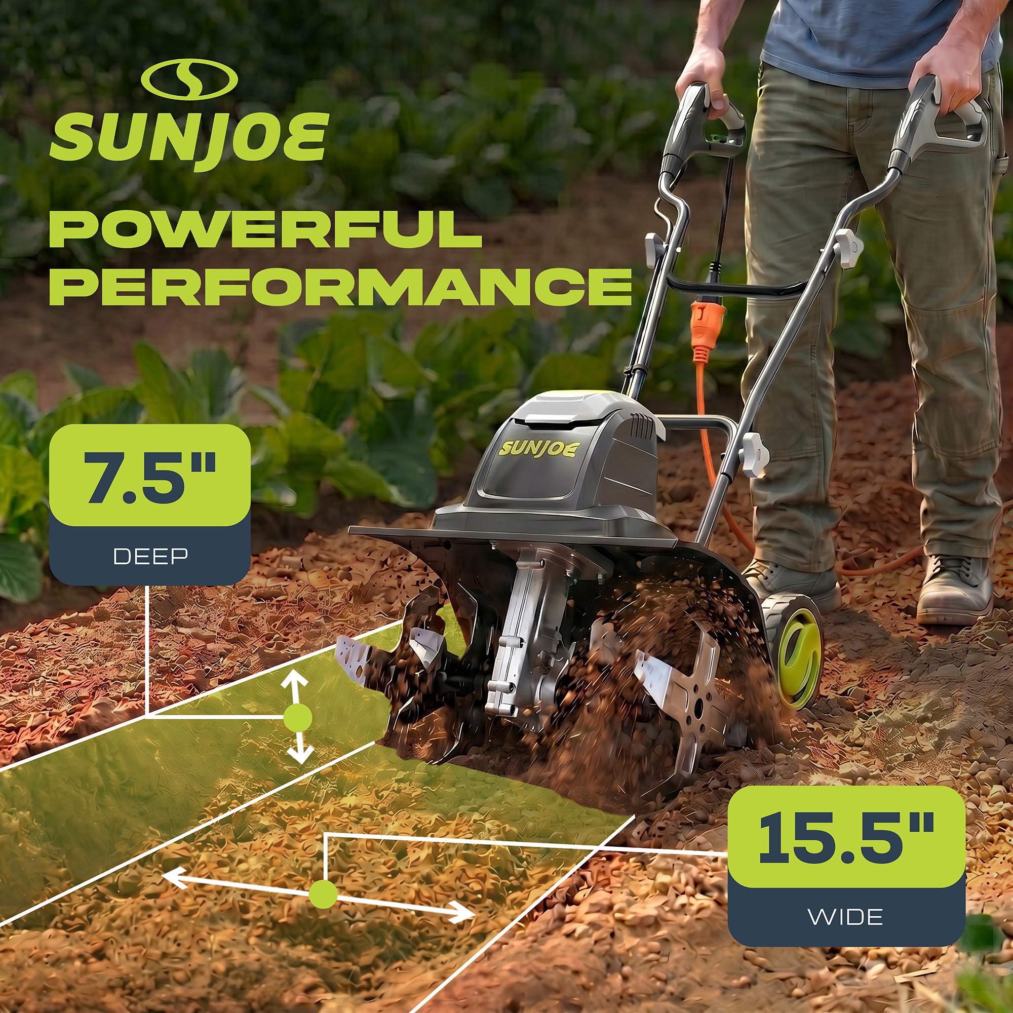 Sun Joe Electric Garden Tiller Cultivator, Steel Tines TJ605E (Open Box) - VMInnovations