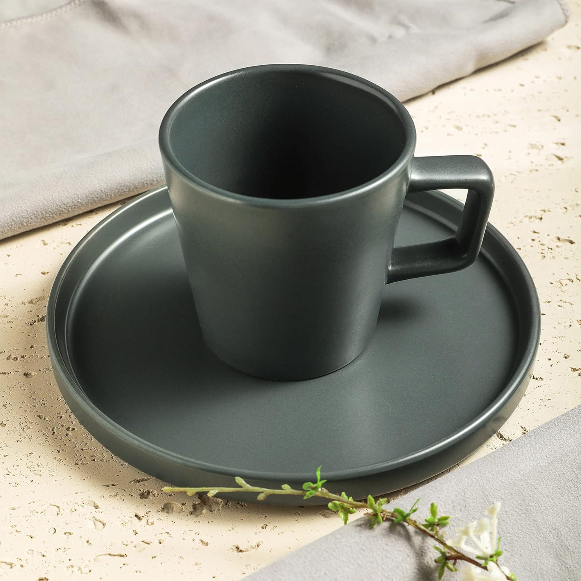 Stone Lain Celina Stoneware 16 Piece Dinnerware Set, Service for 4, Gray Matte - VMInnovations