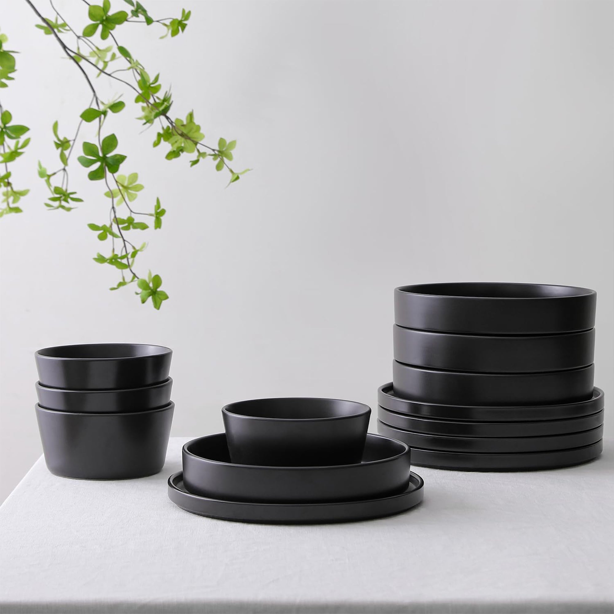 Stone Lain Celina Stoneware 12 Piece Dinnerware Set, Service for 4 (Open Box) - VMInnovations