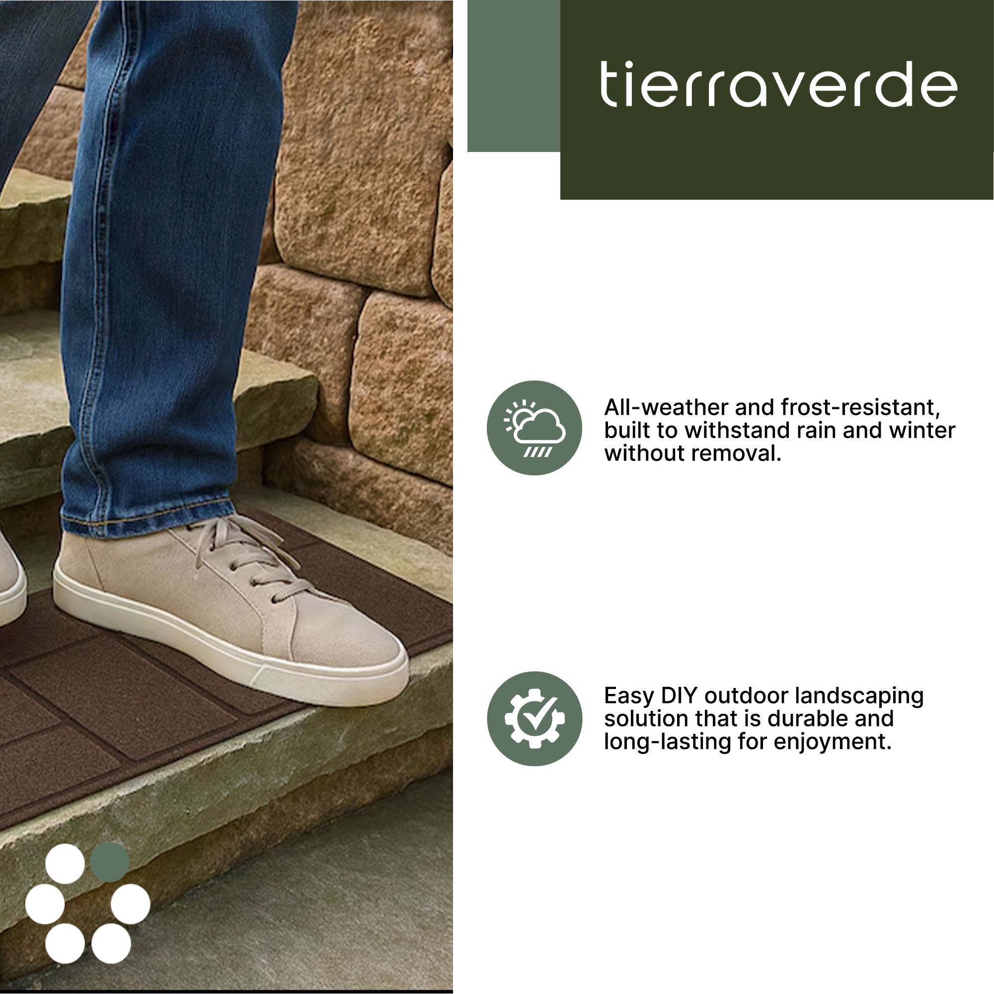 TierraVerde 4 Pack 10" x 24" Cobblestone Stair Tread Decorative Panels, Brown
