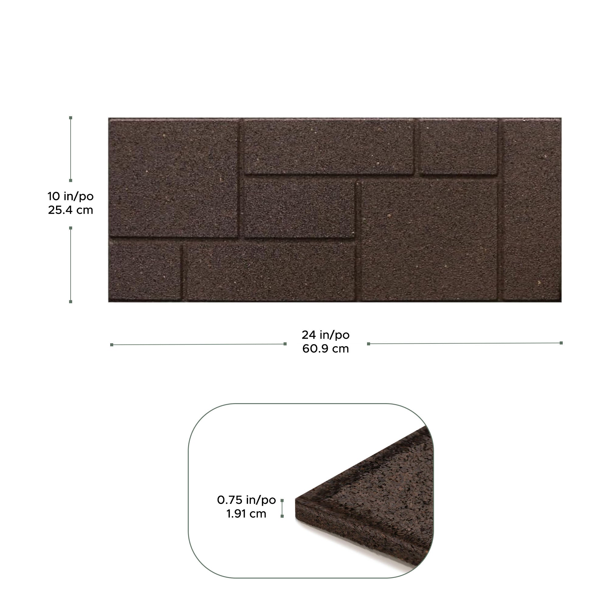 TierraVerde 4 Pack 10" x 24" Cobblestone Stair Tread Decorative Panels, Brown