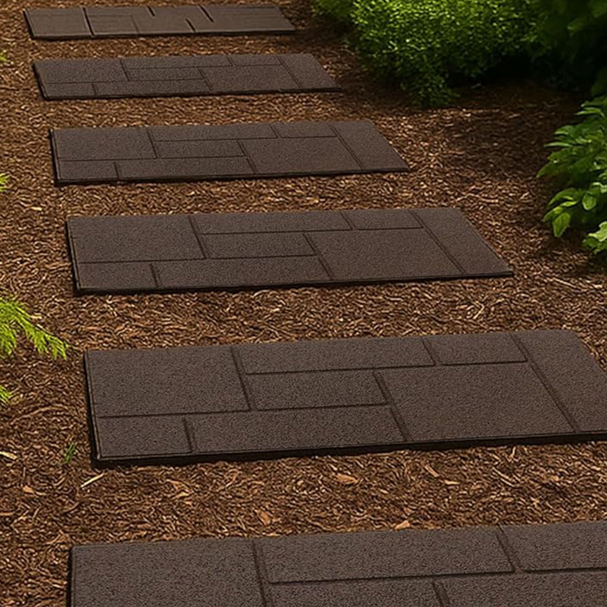 TierraVerde 4 Pack 10" x 24" Cobblestone Stair Tread Decorative Panels, Brown