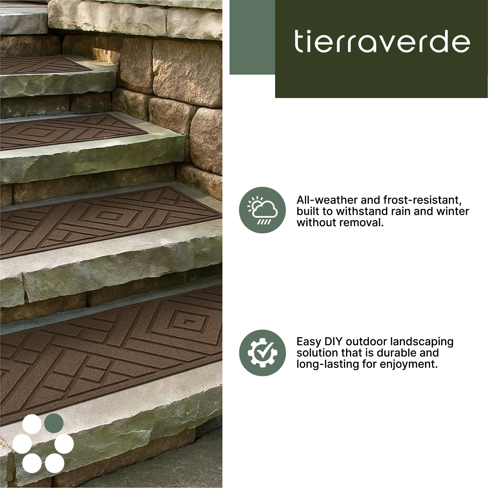 TierraVerde 4 Pack 10"x36" Diamond Weave Stair Tread Decorative Panels, Brown