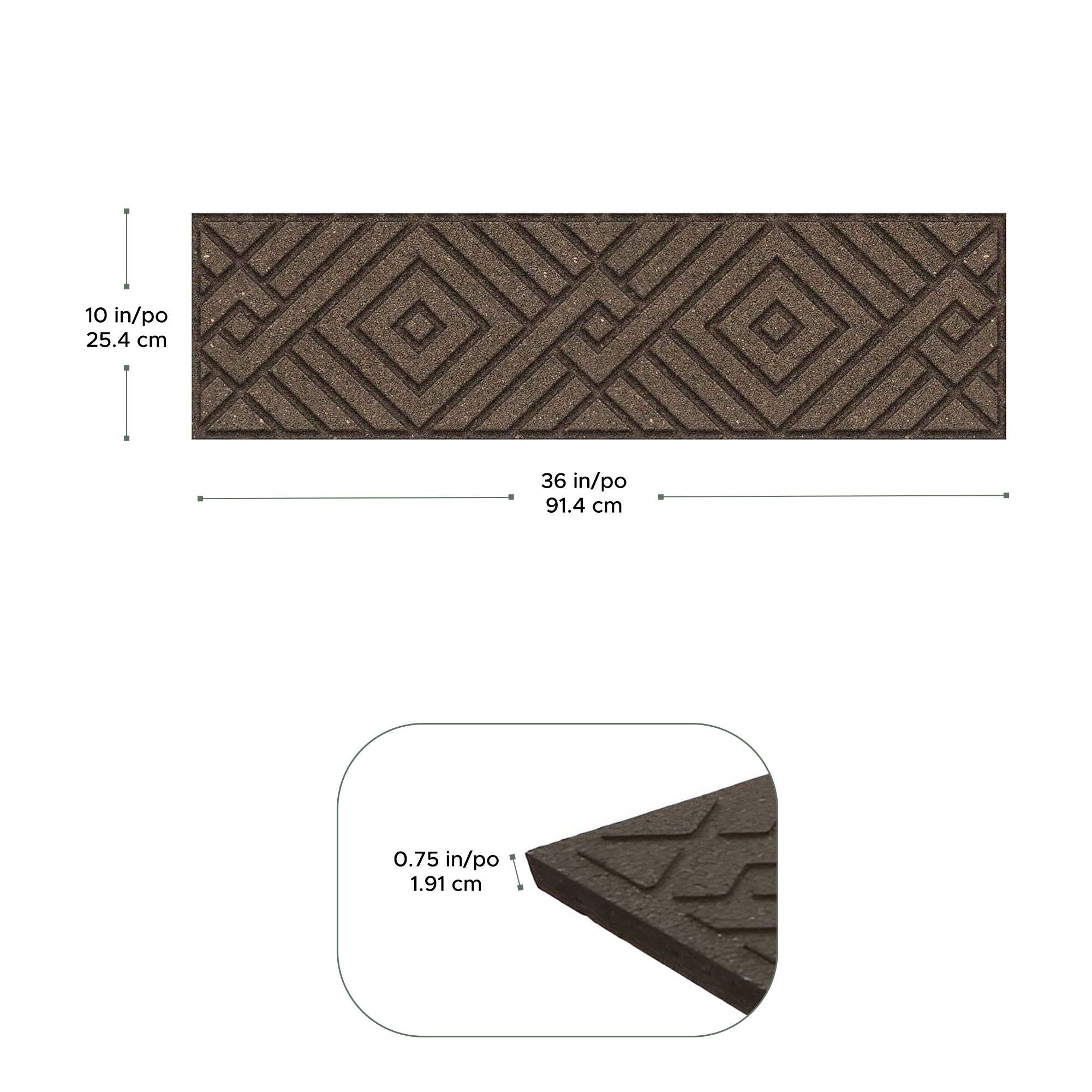 TierraVerde 4 Pack 10"x36" Diamond Weave Stair Tread Decorative Panels, Brown