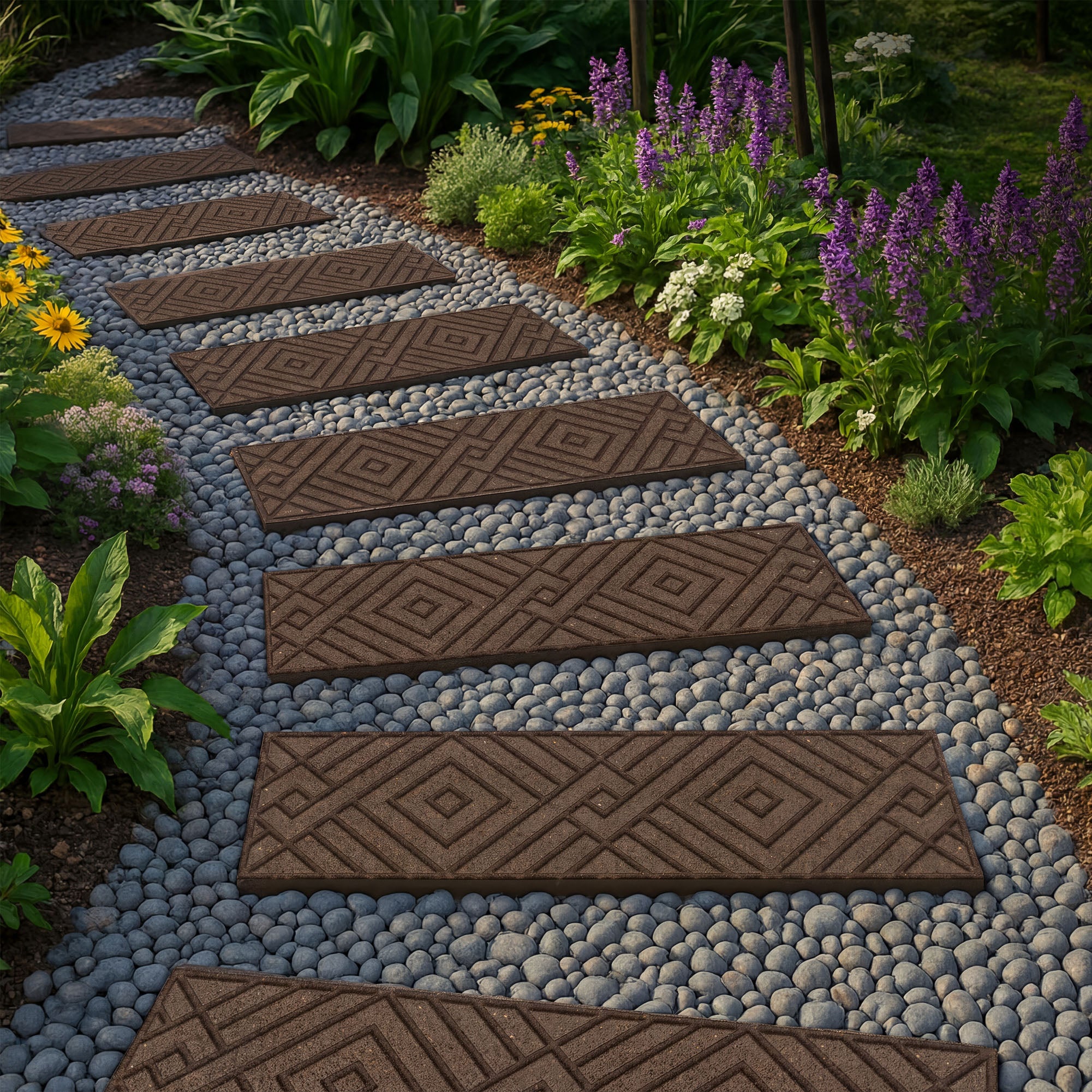 TierraVerde 4 Pack 10"x36" Diamond Weave Stair Tread Decorative Panels, Brown