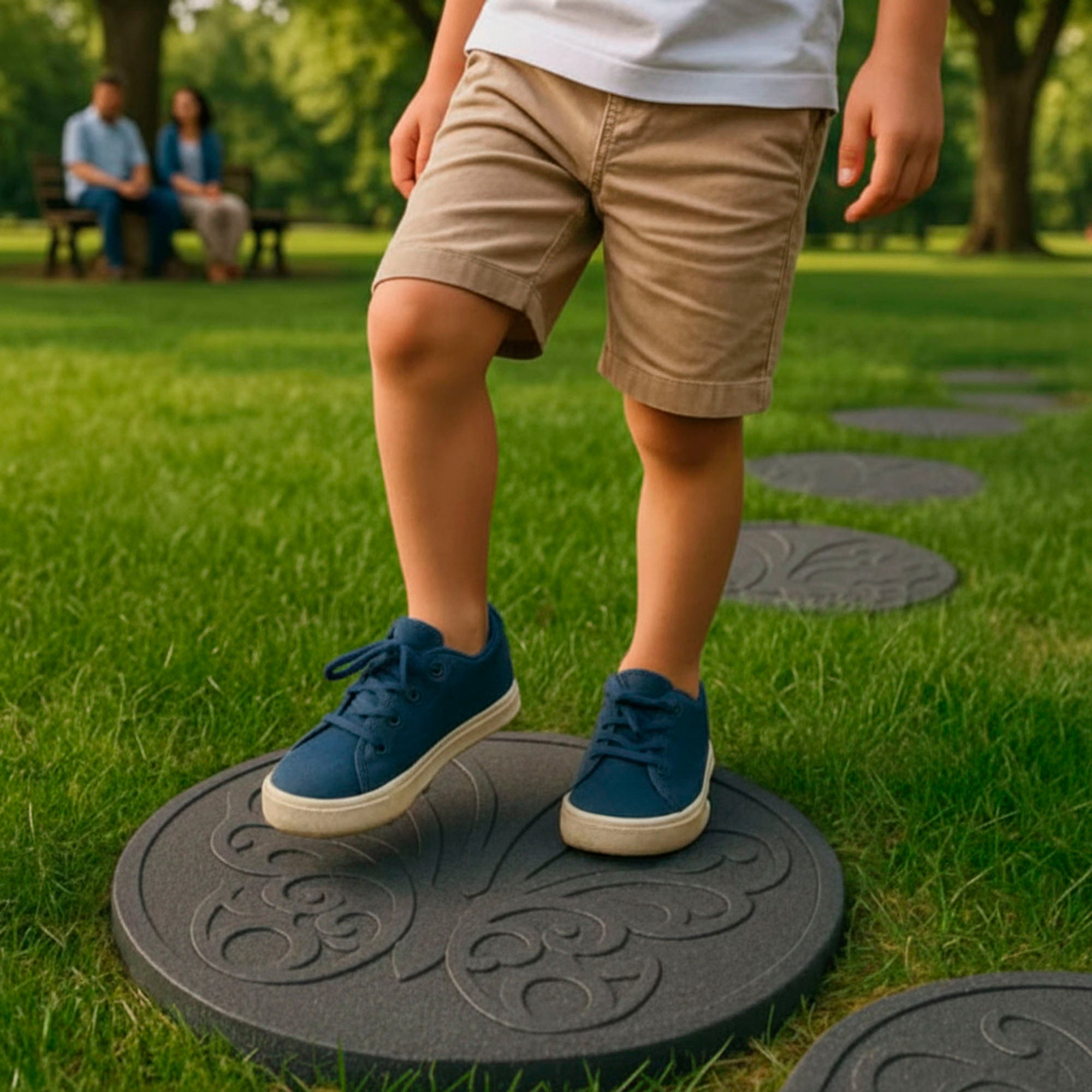 TierraVerde 4 Pack 18" x 18" Butterfly Round Decorative Stepping Stones, Grey - VMInnovations
