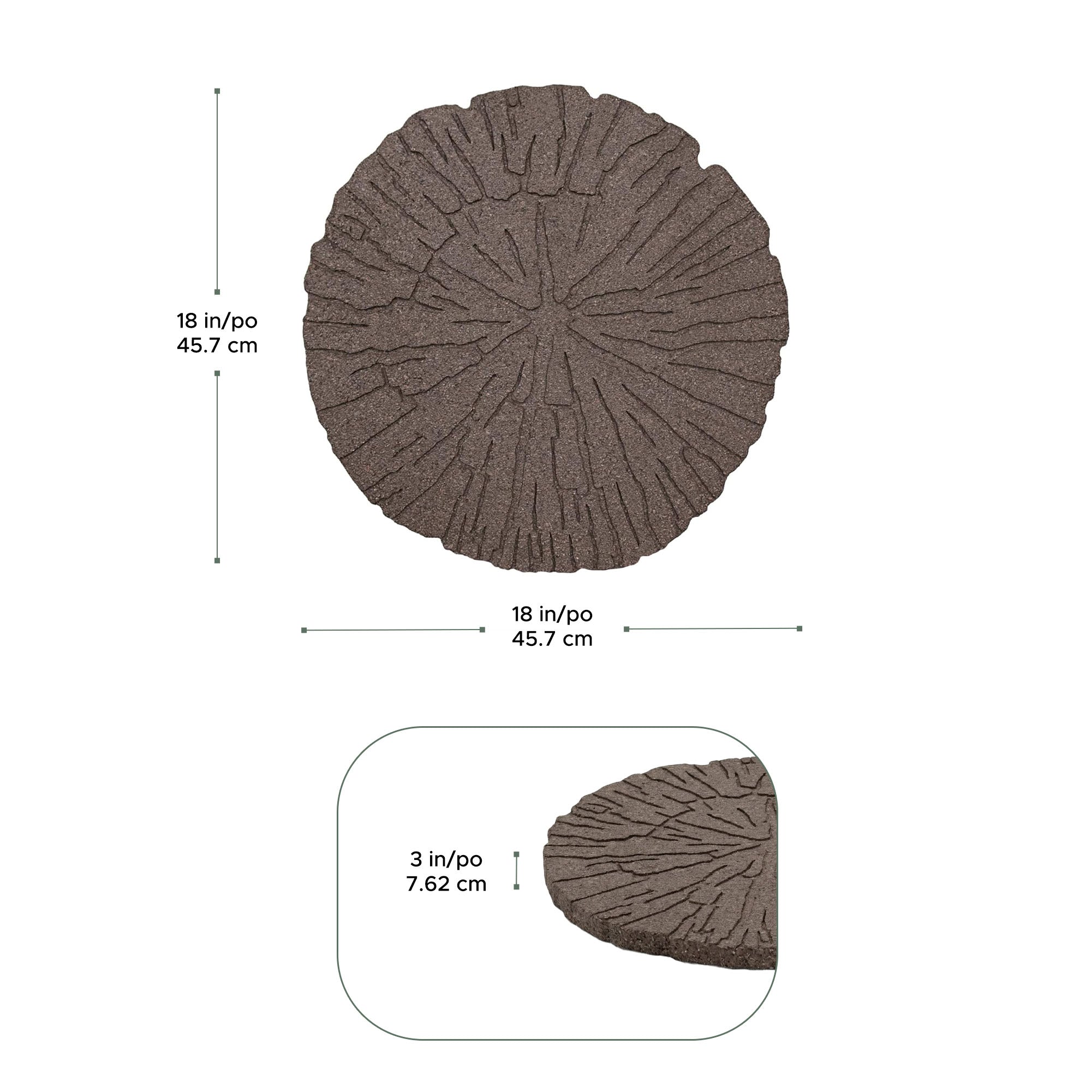 TierraVerde 4 Pack 18x18" Cracked Log Round Decorative Stepping Stones, Brown - VMInnovations