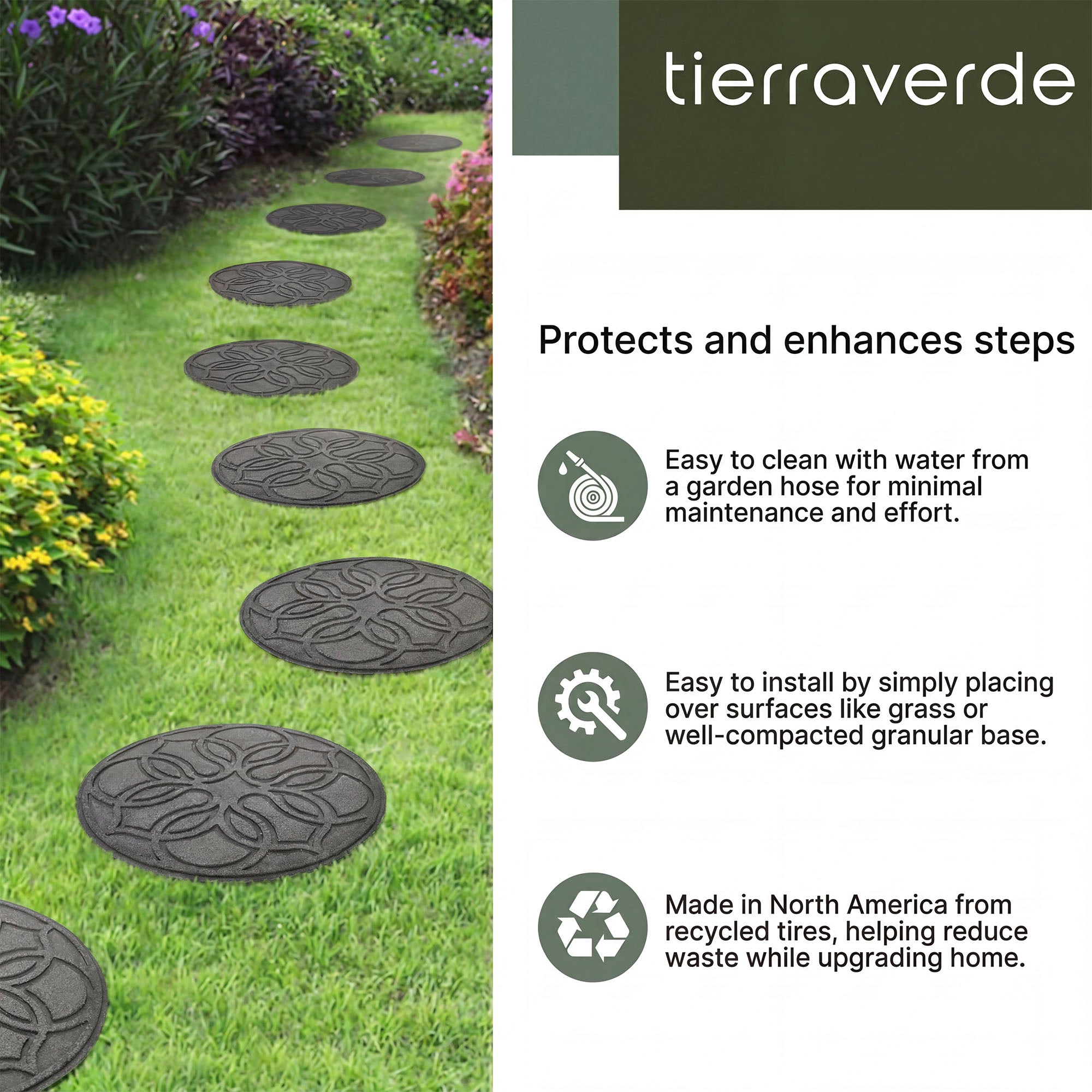 TierraVerde 4 Pack 18" x 18" Pendant Round Decorative Stepping Stones, Grey - VMInnovations