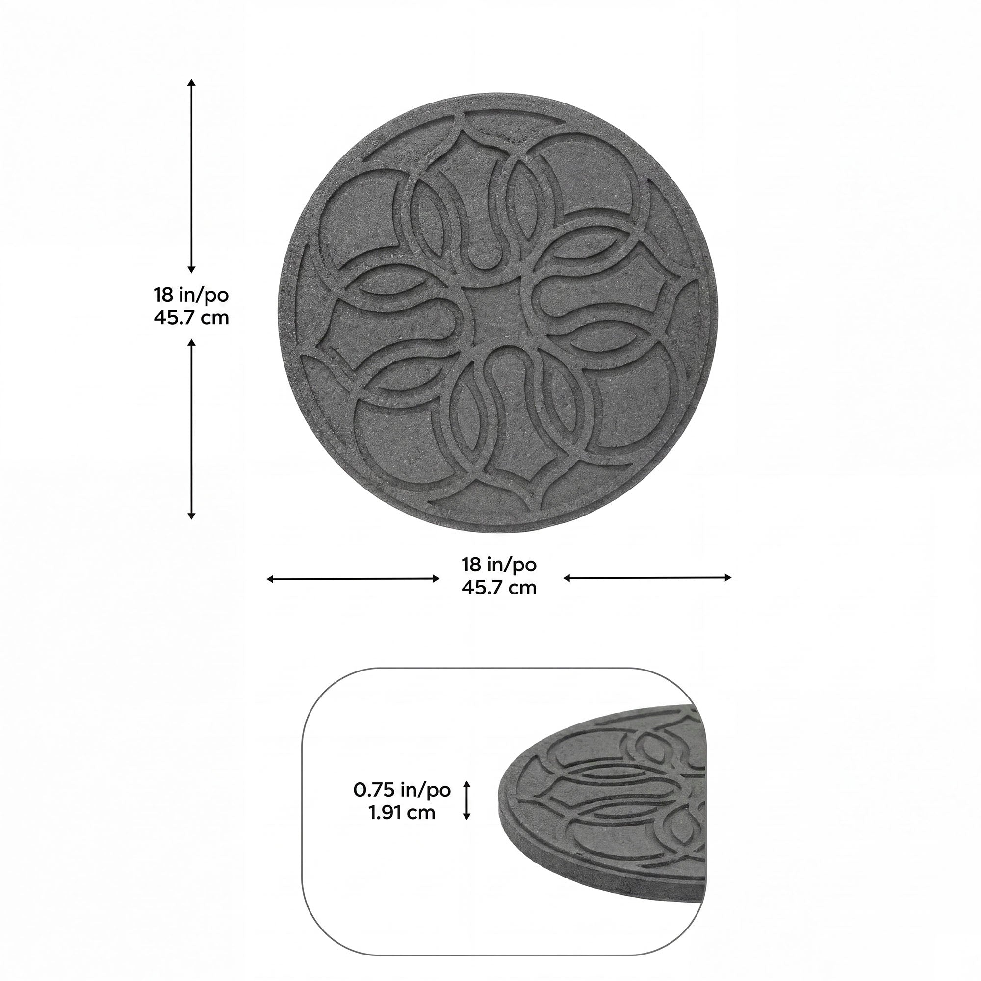 TierraVerde 4 Pack 18" x 18" Pendant Round Decorative Stepping Stones, Grey - VMInnovations