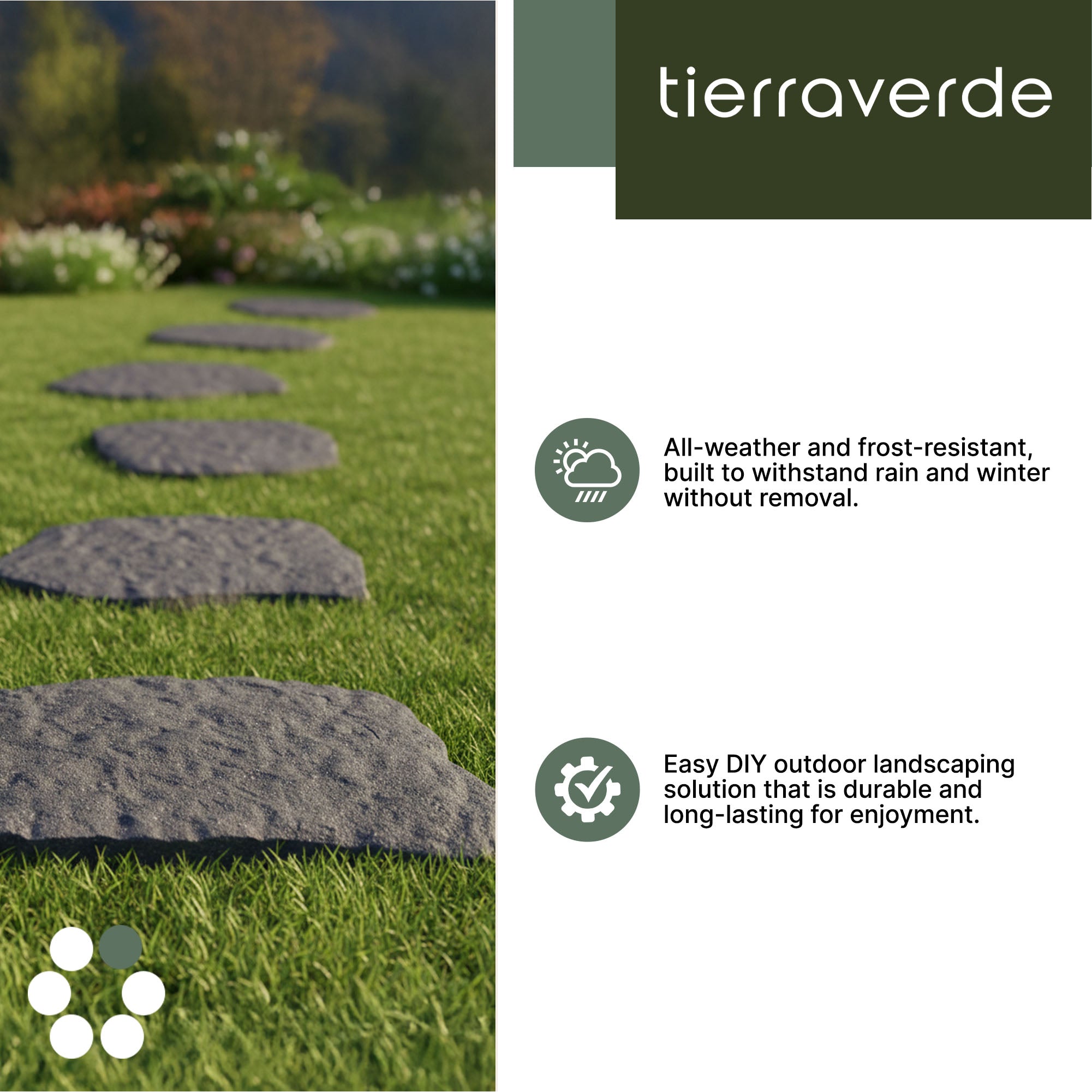 TierraVerde 4 Pack 18"x22" Natural Rock Stepping Stones for Walkways, Grey