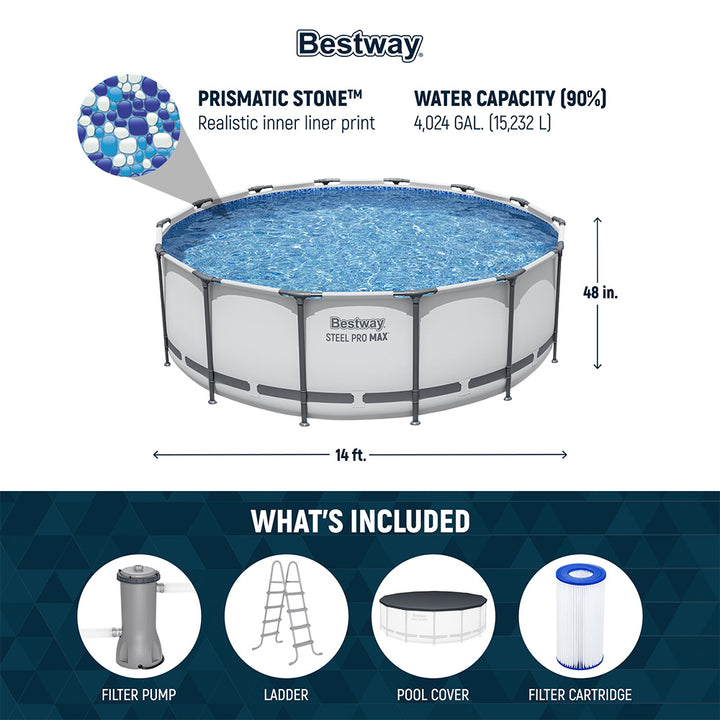 Bestway Steel Pro MAX 14'x48" Round Above Ground Pool with Pump & Cover, 2 Pack