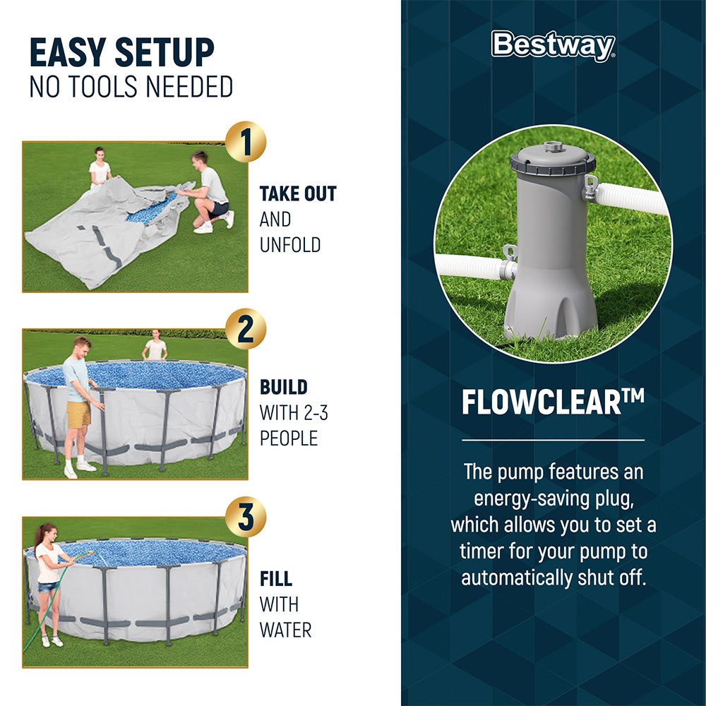 Bestway Steel Pro MAX 14'x48" Round Above Ground Pool with Pump & Cover, 2 Pack - VMInnovations