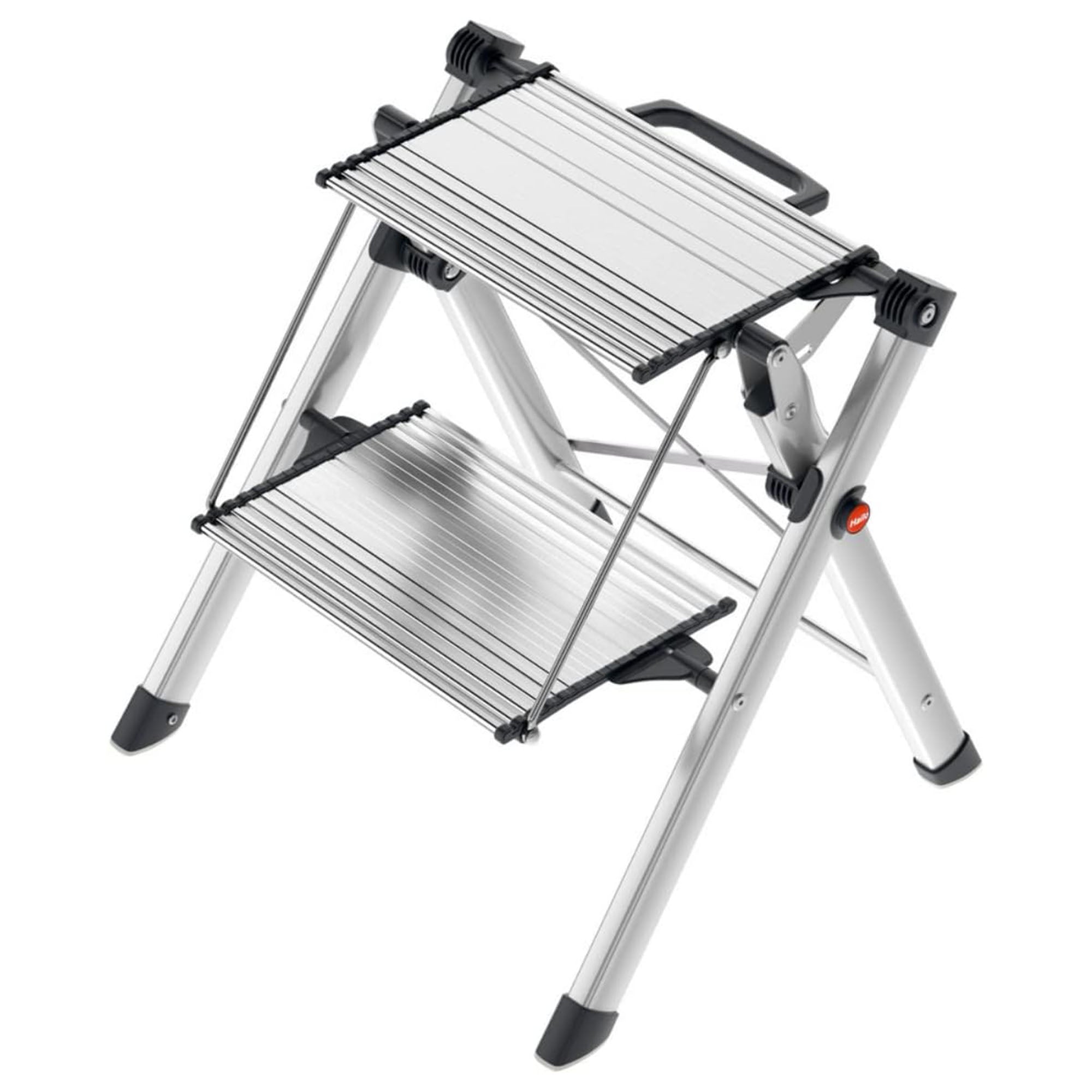 Hailo Folding 2 Step Non-Slip Stool for Home and Kitchen, MK80, Silver/Black - VMInnovations
