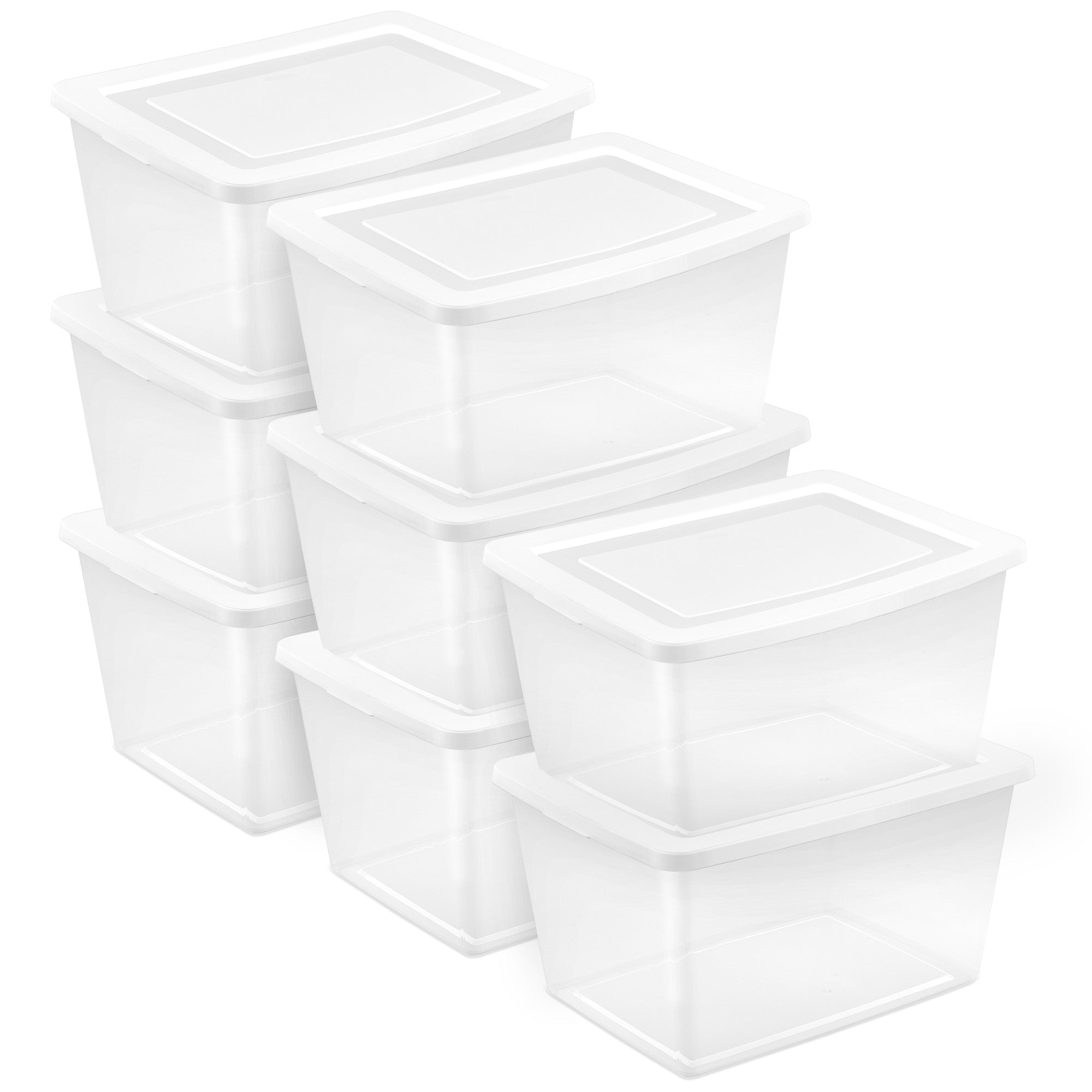 Sterilite 58 Qt Storage Box, Stackable Plastic Container, Home Organizer, 8 Pack - VMInnovations