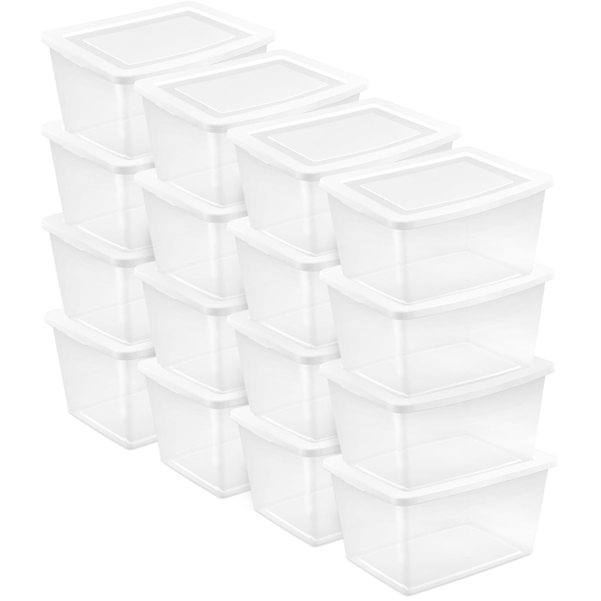 Sterilite 58 Qt Storage Box, Stackable Plastic Container Home Organizer, 16 Pack - VMInnovations