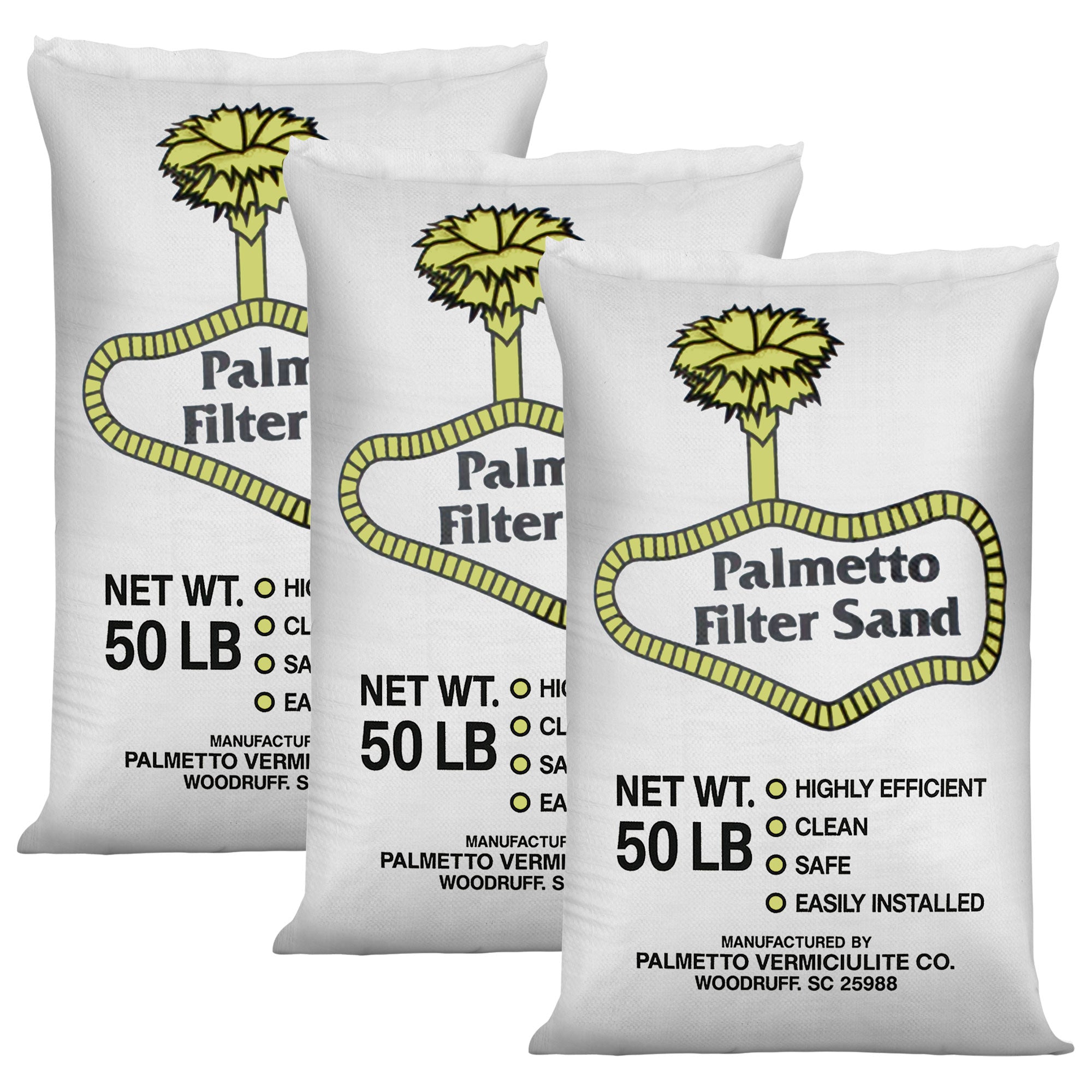 Palmetto 3 Pack Filter Sand Residential & Commercial Pool Sand Filters, 50 Pound - VMInnovations