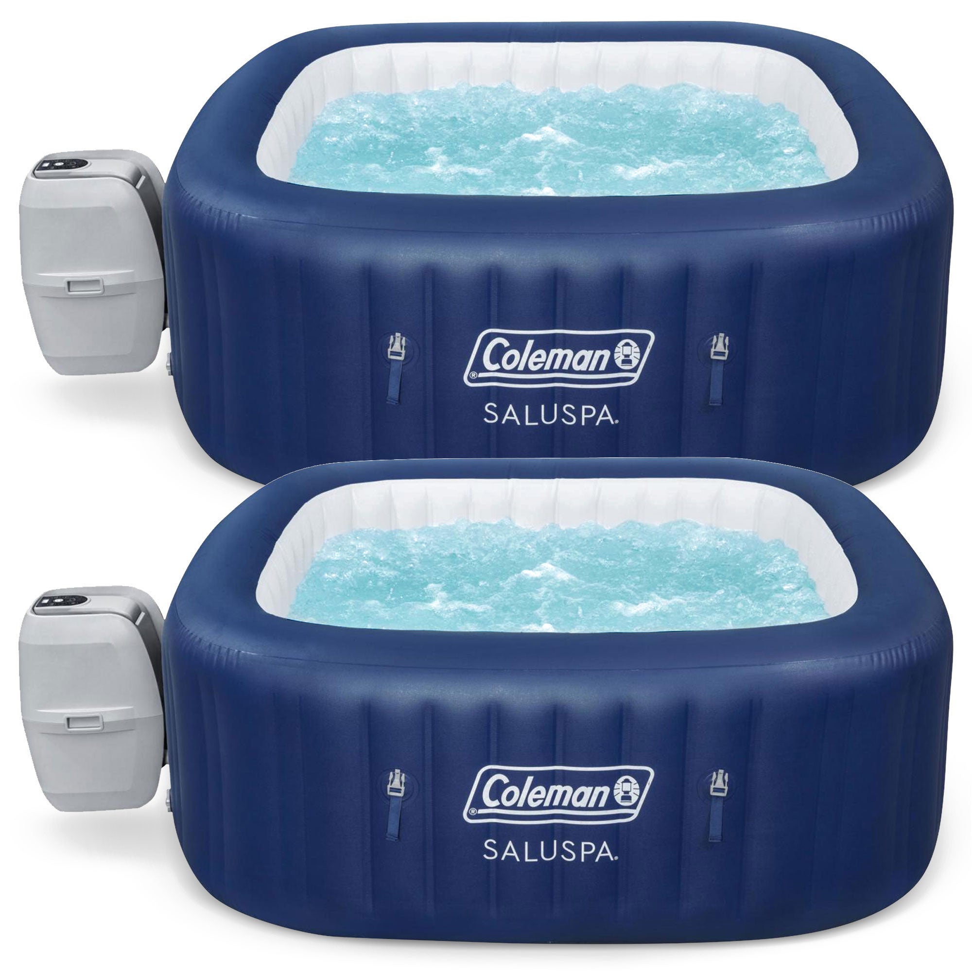 Coleman Atlantis AirJet Square Inflatable Hot Tub with EnergySense Cover, 2 Pack - VMInnovations