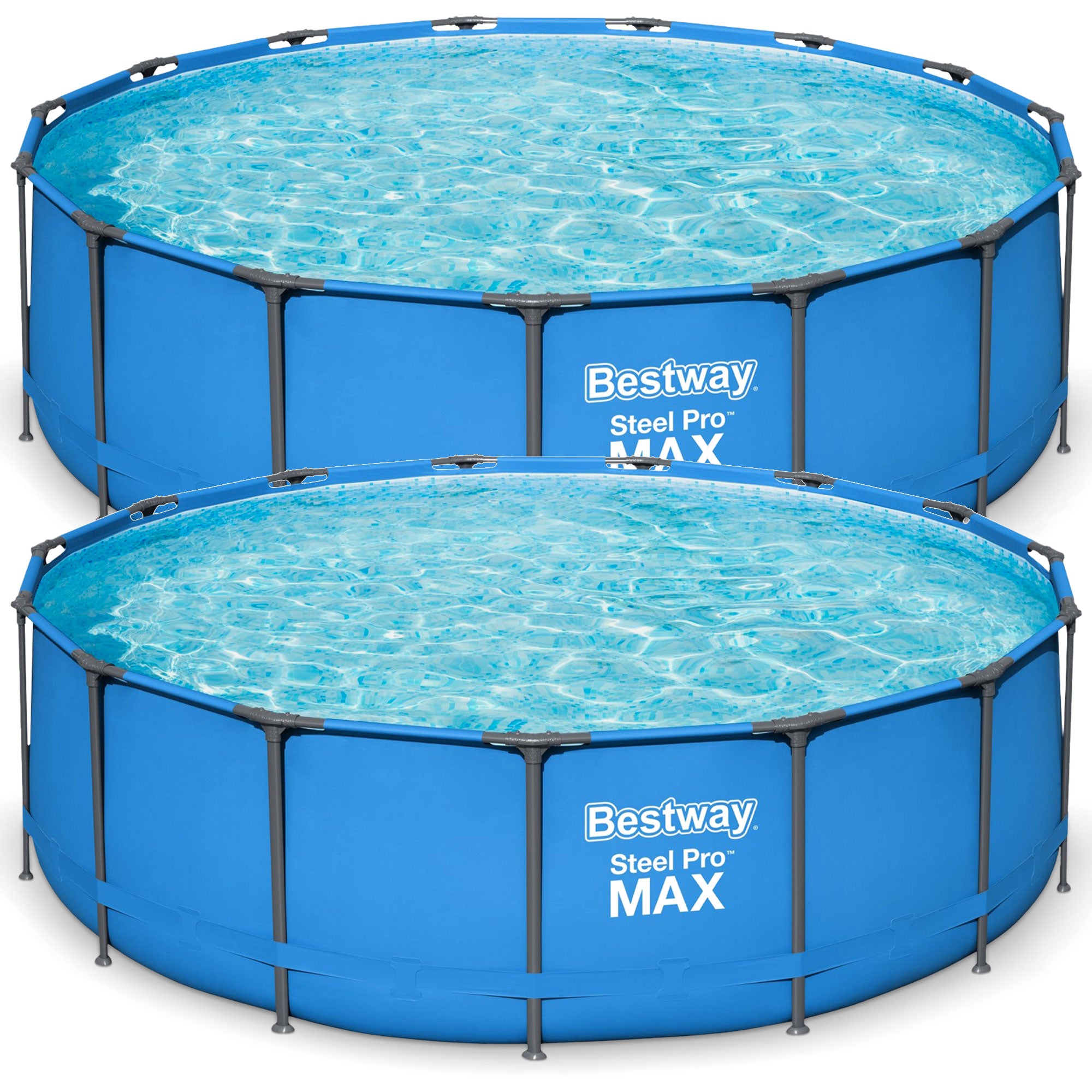 Bestway Steel Pro MAX 15' x 48" Round Above Ground Pool for Backyard, 2 Pack