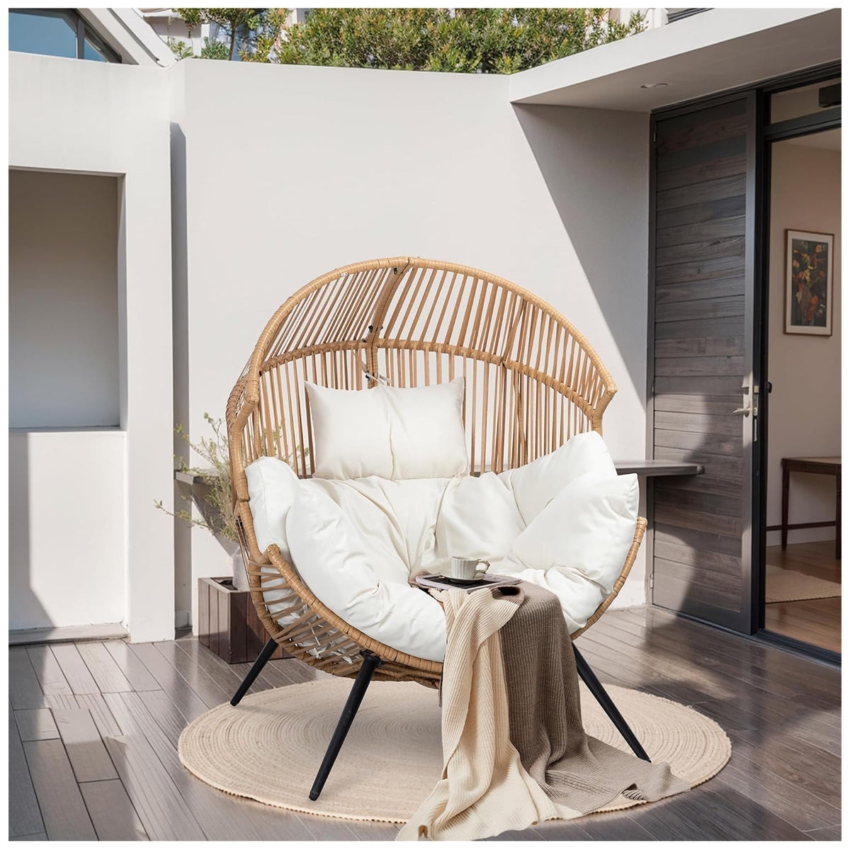 JAMFLY Chair, Oversized Lounger w/Cushion, Indoor & Outdoor, Beige(For Parts) - VMInnovations