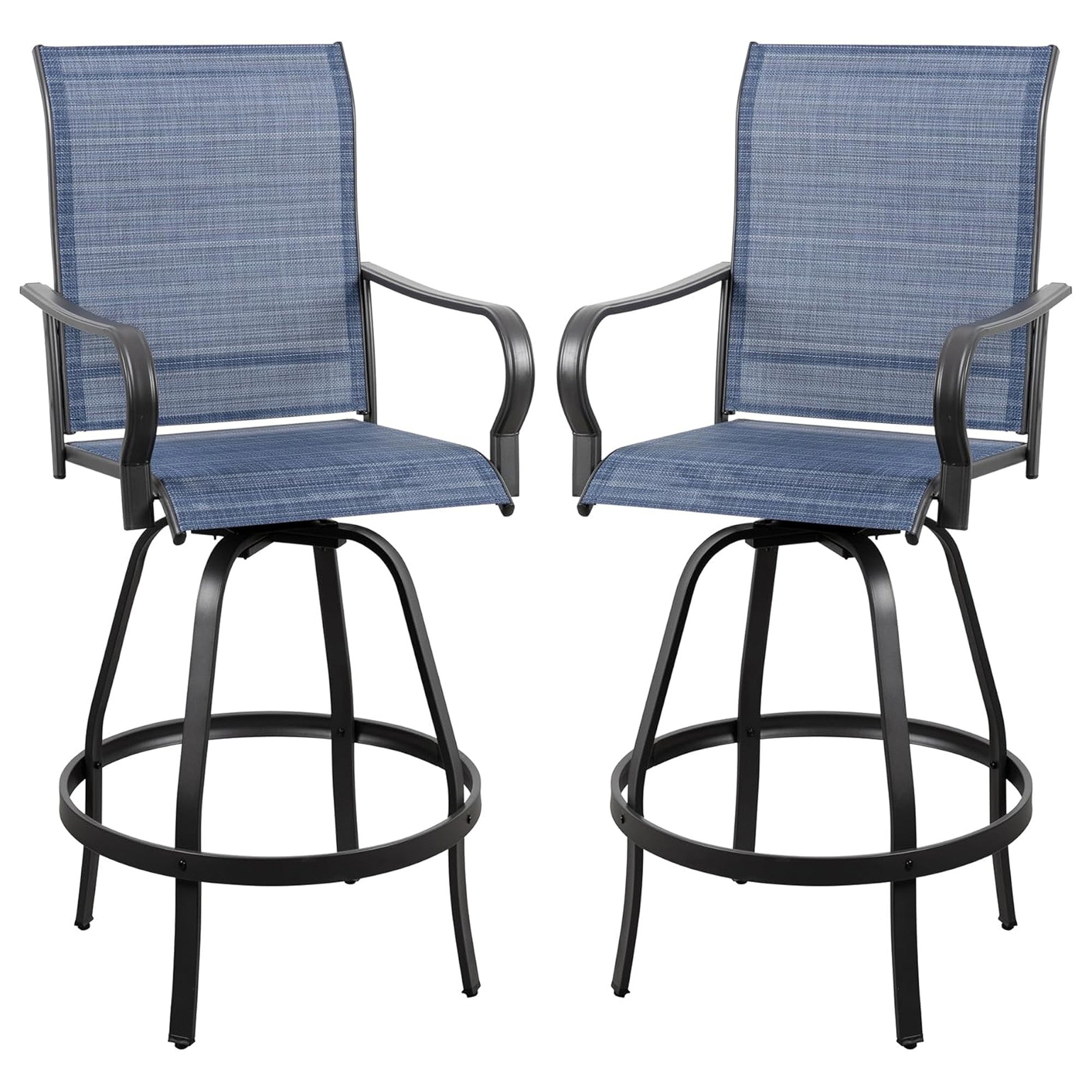 Vongrasig 2 Piece Patio Swivel Bar Chairs, Outdoor Stool Set, Gray(For Parts) - VMInnovations