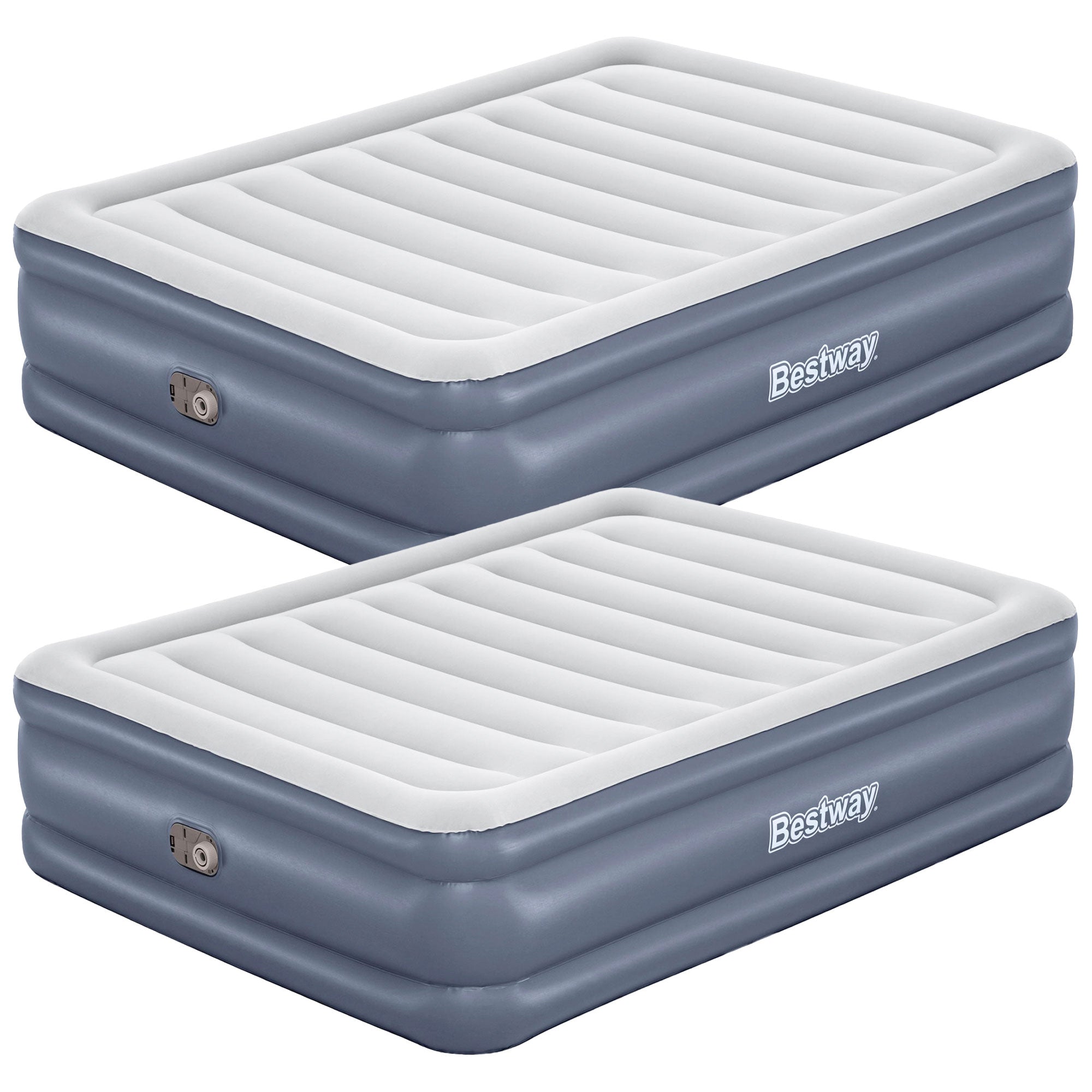 Bestway Tritech Airbed, Queen-Sized 20" Mattress with Built-In AC Pump, 2 Pack - VMInnovations