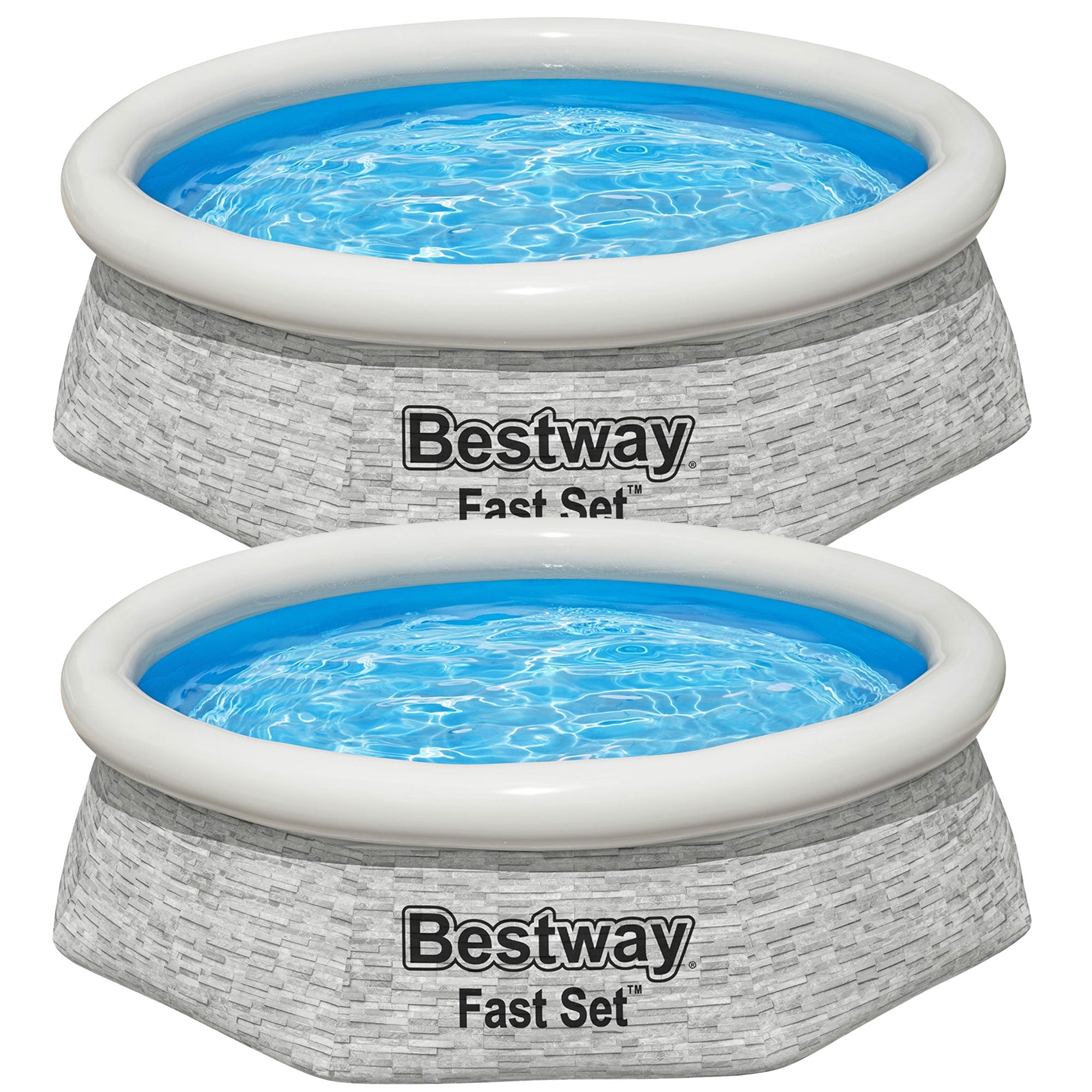 Bestway 8' x 24" Round Inflatable Outdoor Swimming Pool with Filter Pump, 2 Pack - VMInnovations