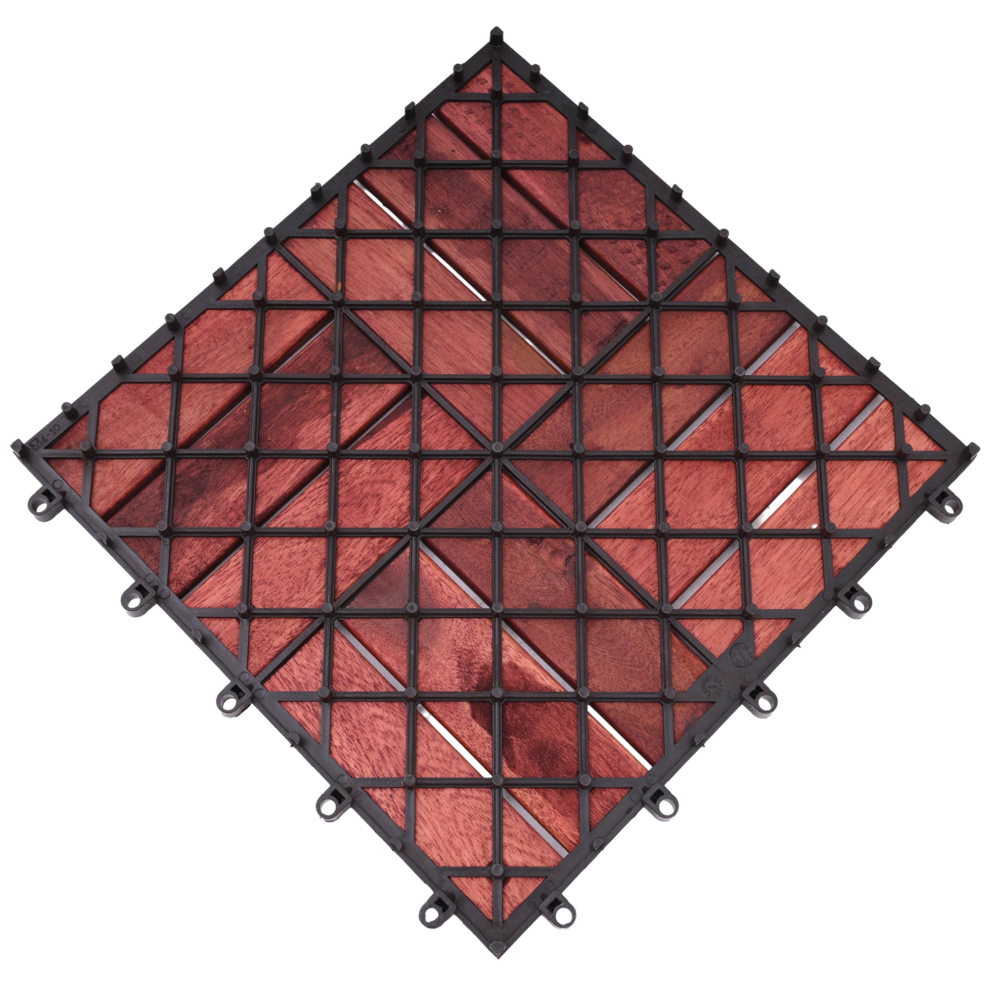 Bliss Outdoors Hardwood 12-Slat Interlocking Wood Deck Tiles, Red, Set of 10