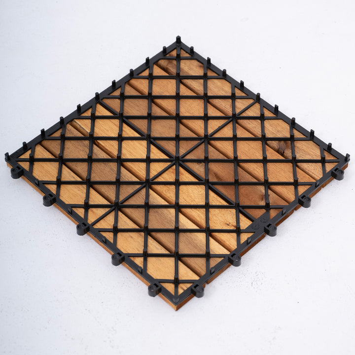 Bliss Outdoors Hardwood 6-Slat Interlocking Wood Deck Tiles, Natural, Set of 30 - VMInnovations