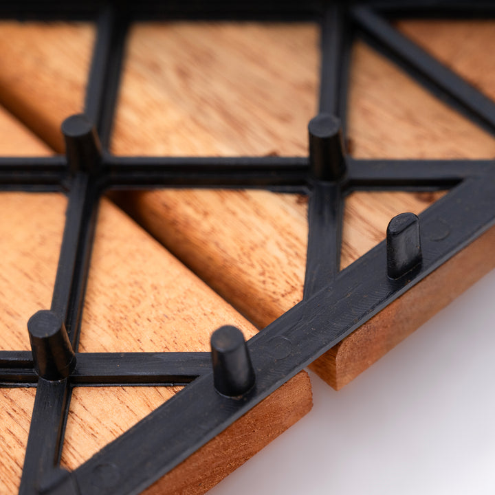 Bliss Outdoors Hardwood 6-Slat Interlocking Wood Deck Tiles, Natural, Set of 30 - VMInnovations