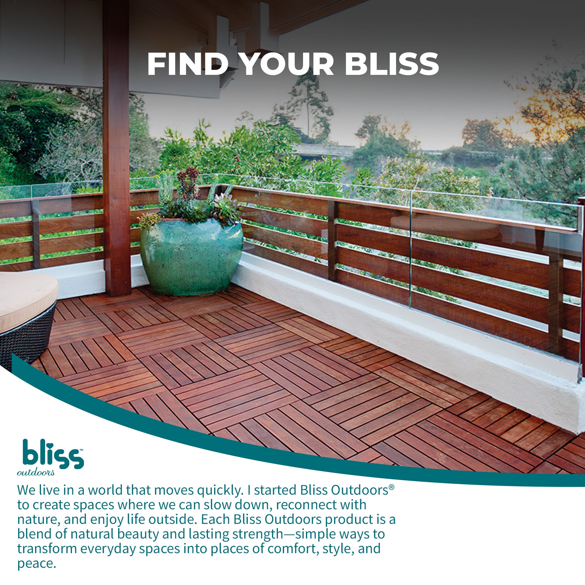 Bliss Outdoors Hardwood 6-Slat Interlocking Wood Deck Tiles, Red, (Open Box) - VMInnovations