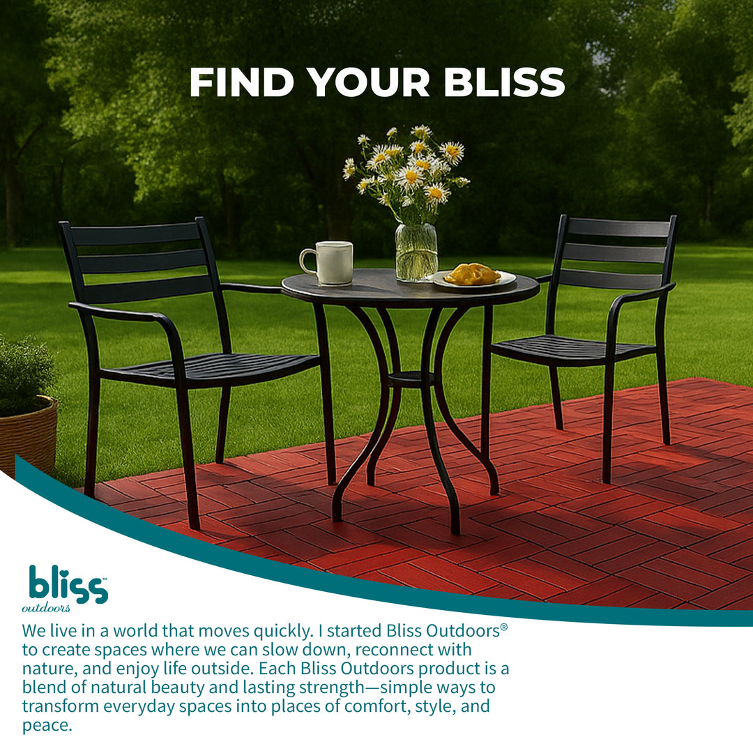 Bliss Outdoors Hardwood 12-Slat Interlocking Wood Deck Tiles, Red, Set of 30 - VMInnovations