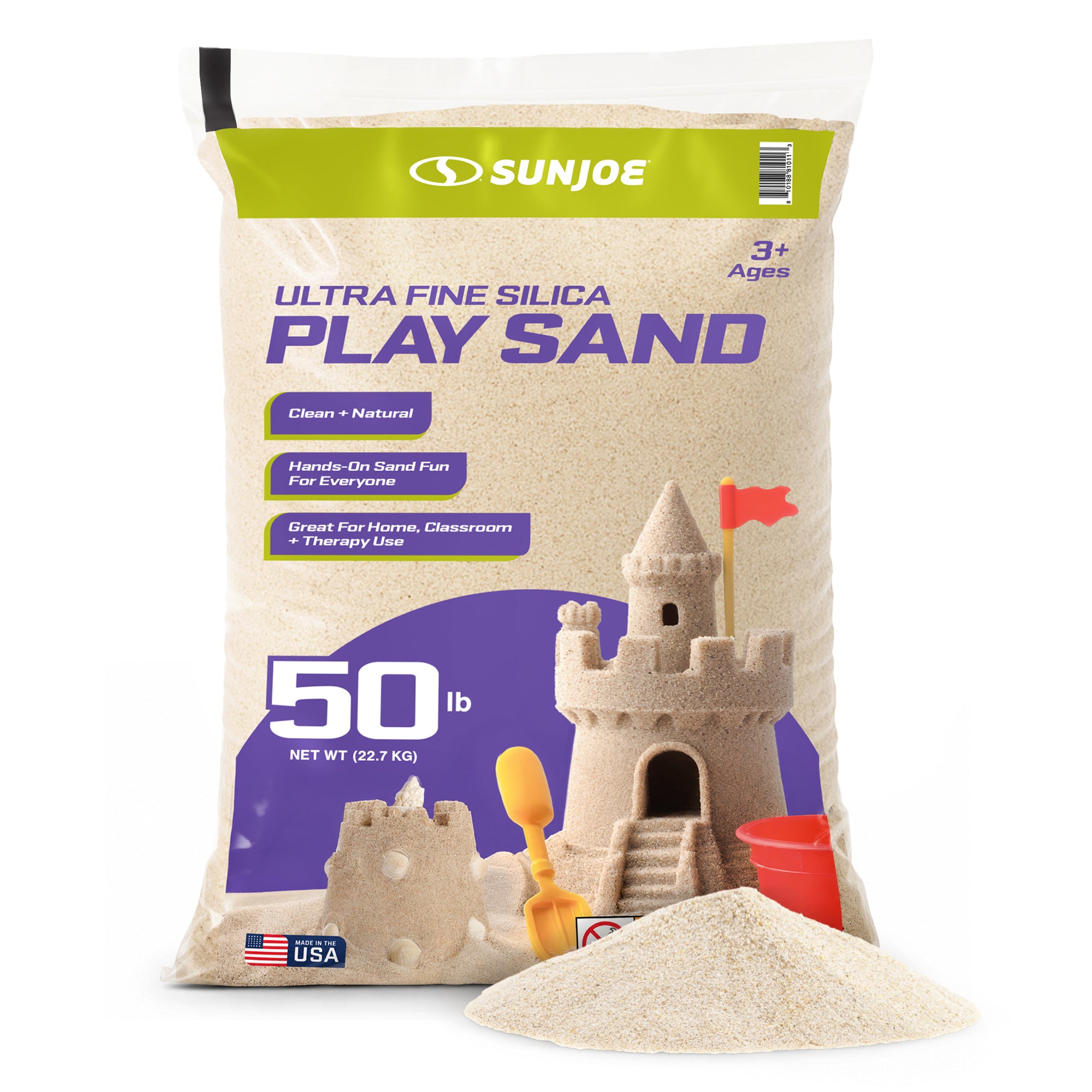 Sun Joe Ultra Fine Silica Play Sand for Sandboxes and Sensory Tables, 50 lbs, PLYSAND50