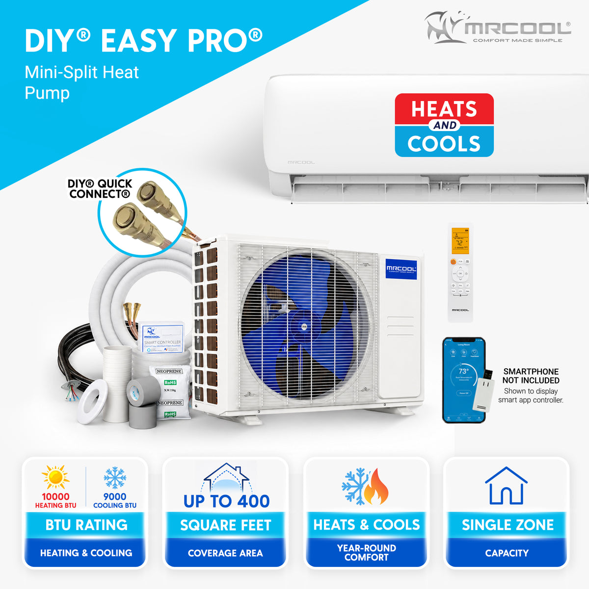 MRCOOL Easy Pro 9K BTU DIY Ductless Mini-Split Air Conditioner Heat Pump System - VMInnovations