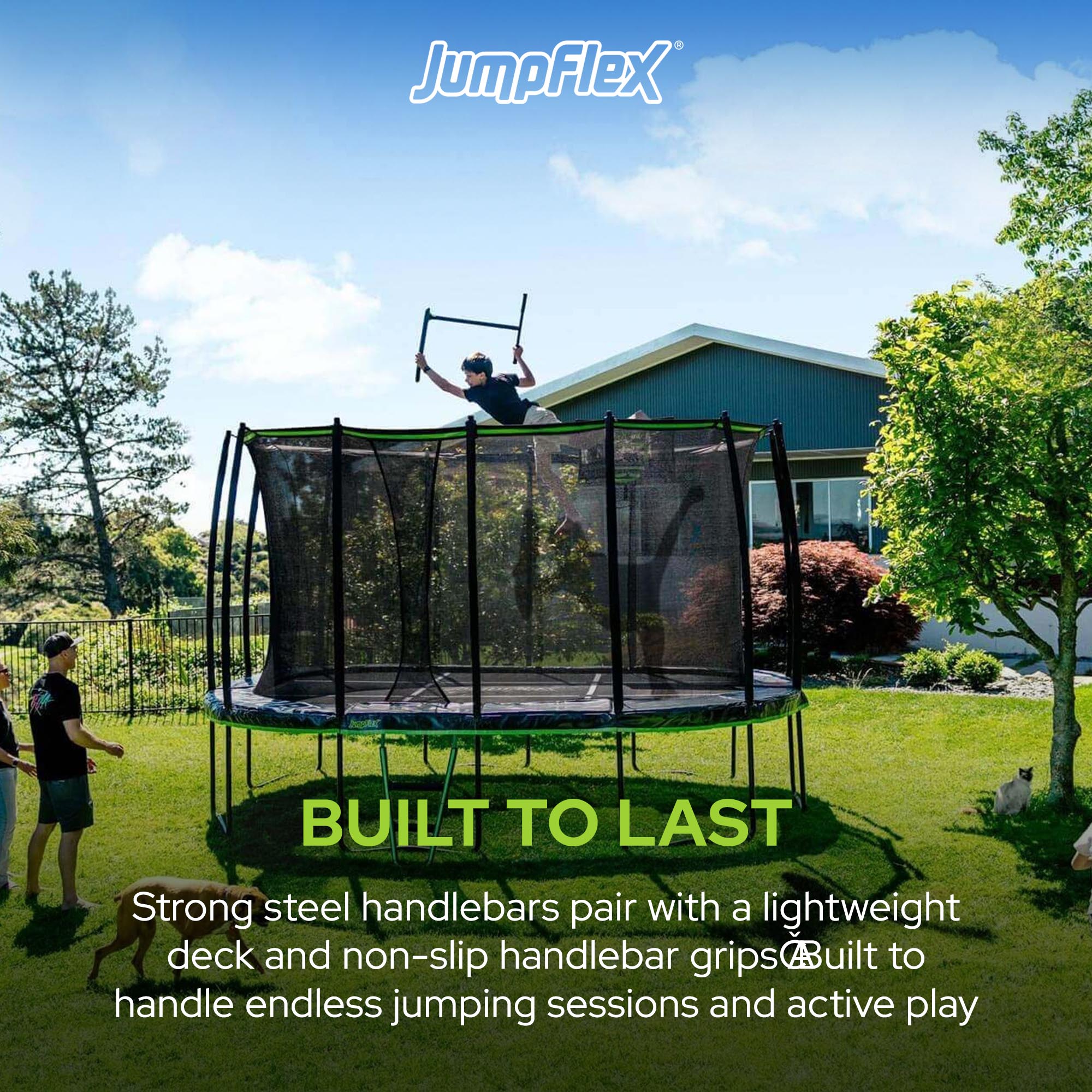 JumpFlex Trampoline Trick Scooter with Non-Slip HandleBar and Foam Base, Black - VMInnovations