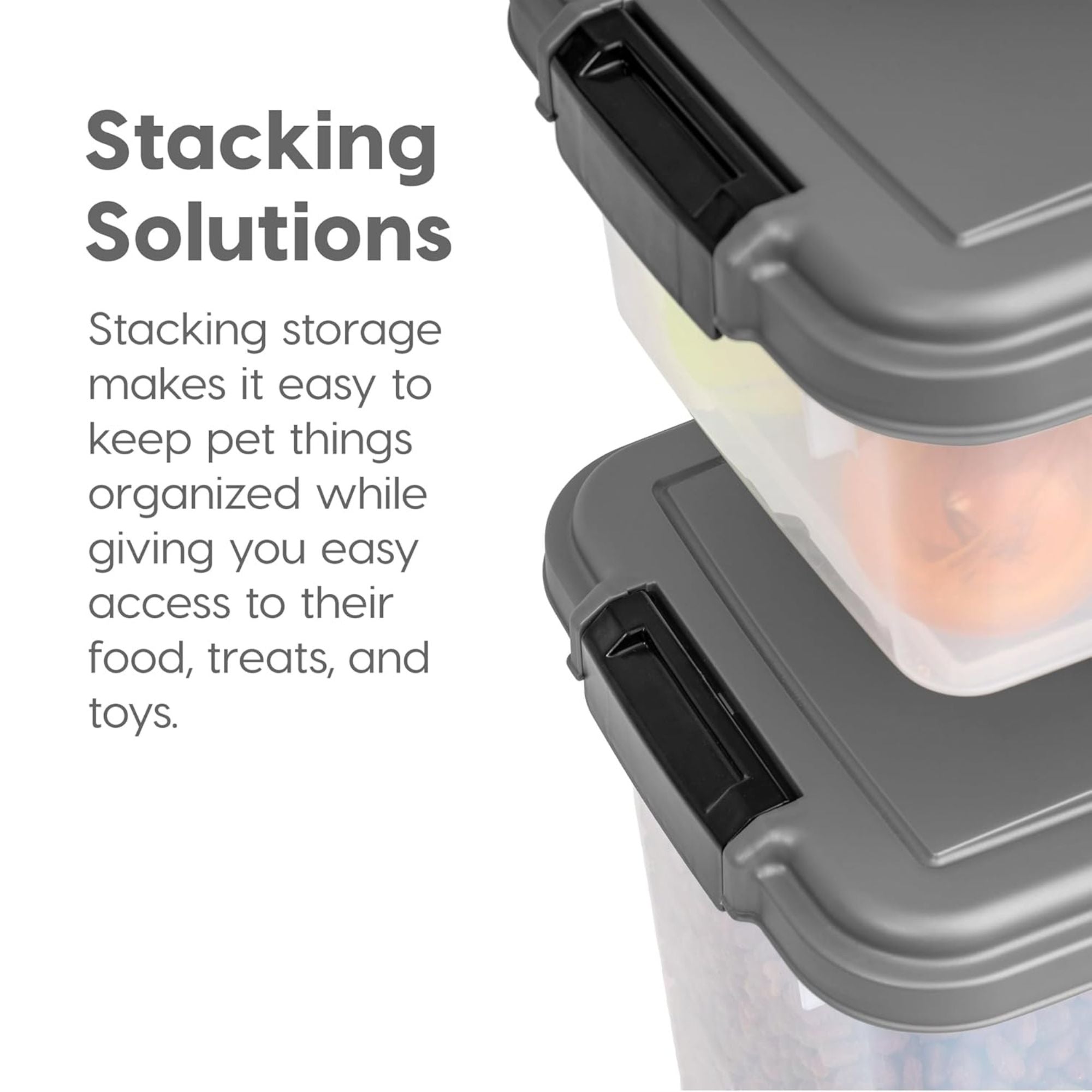 IRIS USA Pet Food Storage Container, Stackable 30 and 11 Pound Bins, Dark Gray