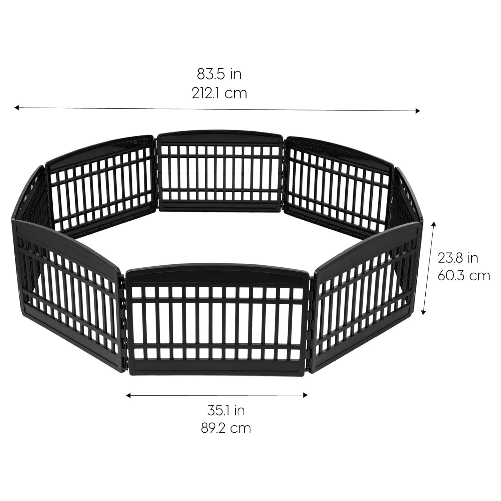 IRIS USA 8 Panel 24 Inch Dog and Pet Playpen with Door, Indoor or Outdoor, Black