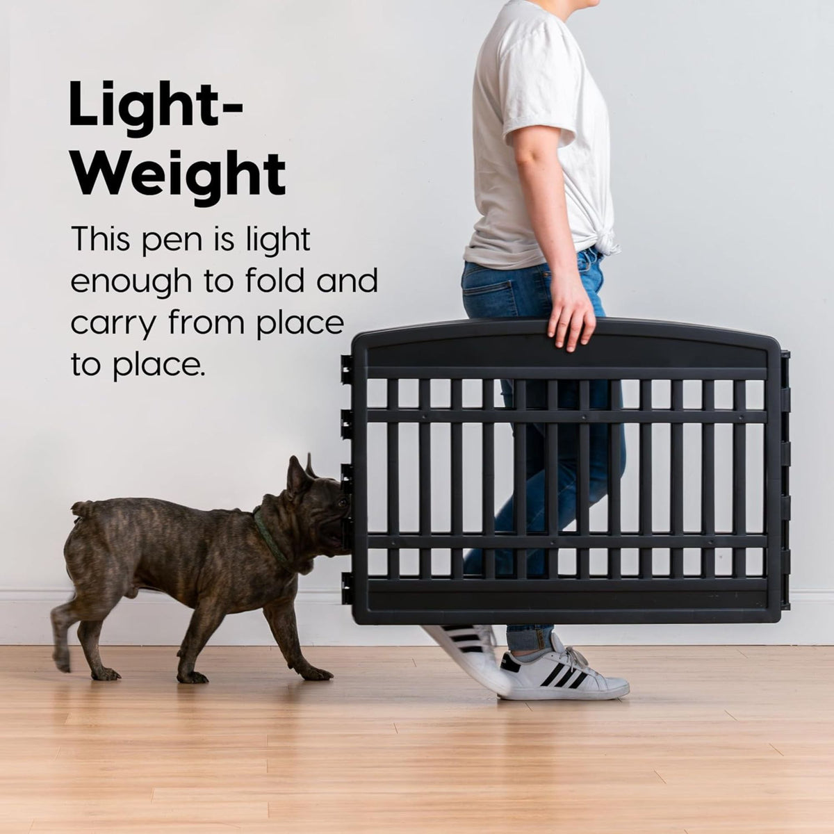 IRIS USA 10 Panel 24 Inch Dog & Pet Playpen with Door, Indoor or Outdoor, Black