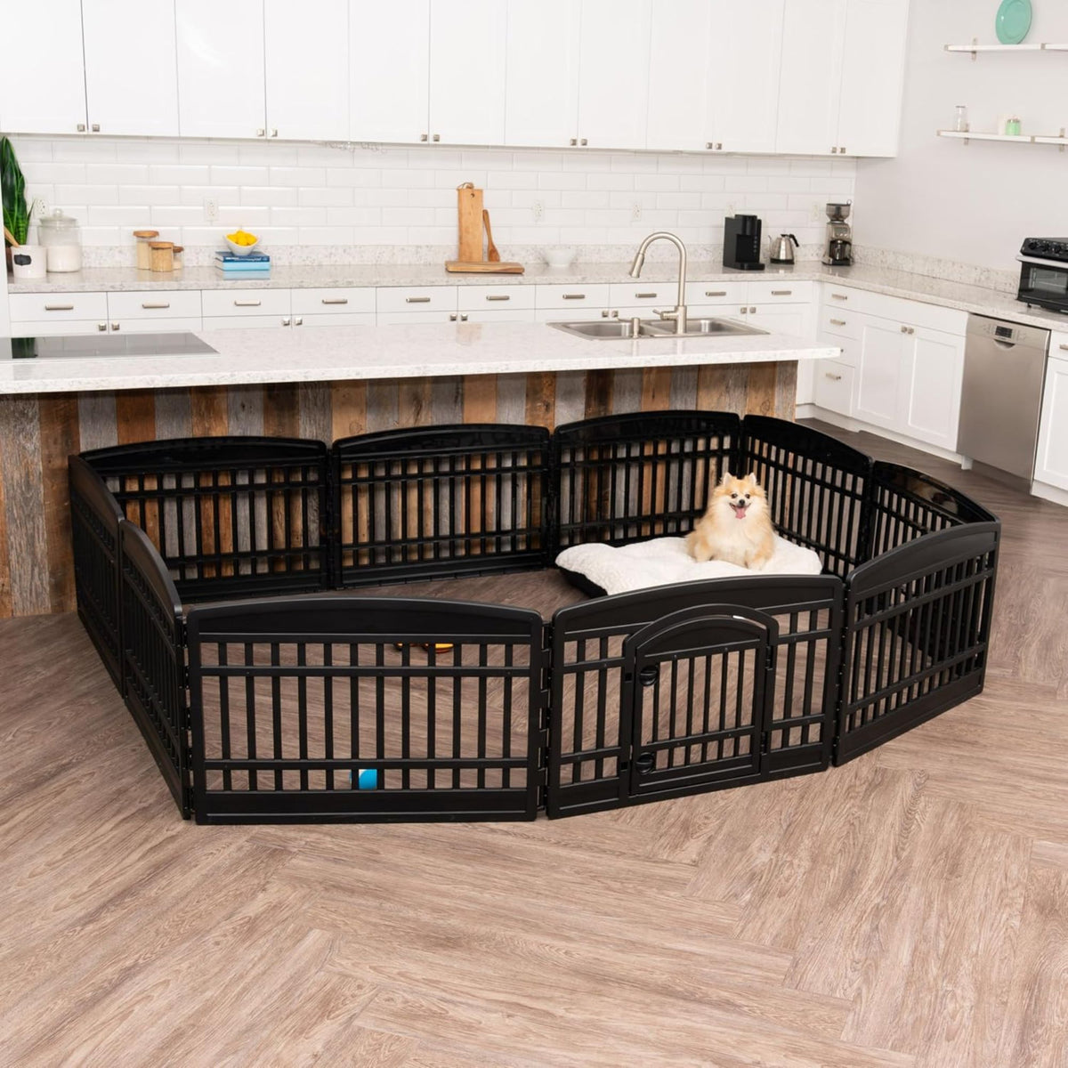 IRIS USA 10 Panel 24 Inch Dog & Pet Playpen with Door, Indoor or Outdoor, Black