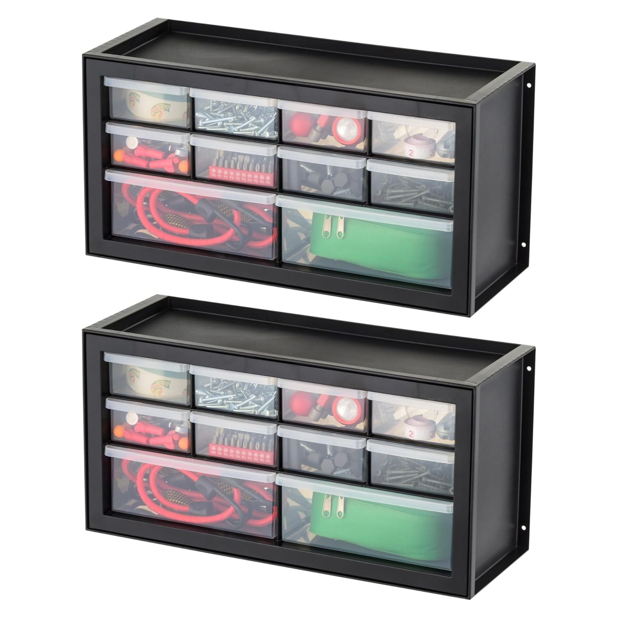 IRIS USA 4 Pack 10 Drawer Organizer Storage Cabinet for Hardware Supplies, Black