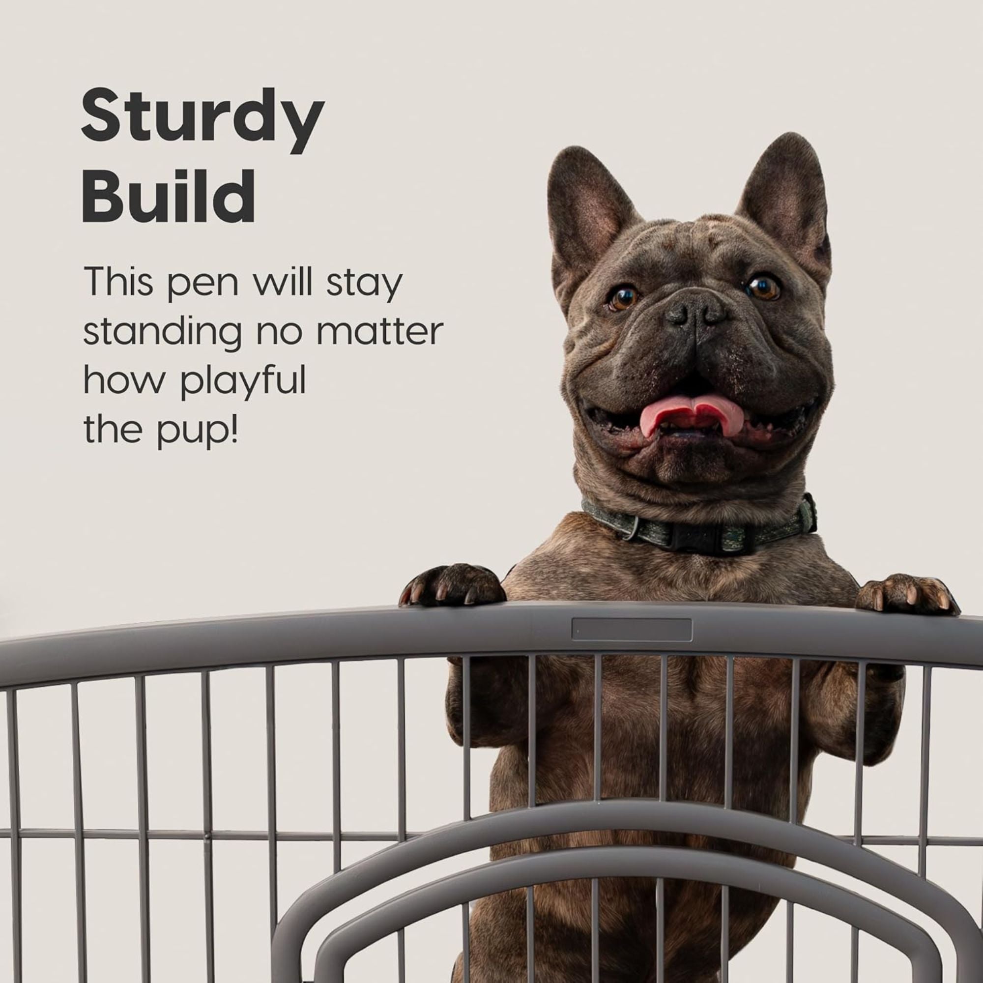 IRIS USA 8 Panel 34 Inch Dog and Pet Playpen with Door, Indoor or Outdoor, Grey
