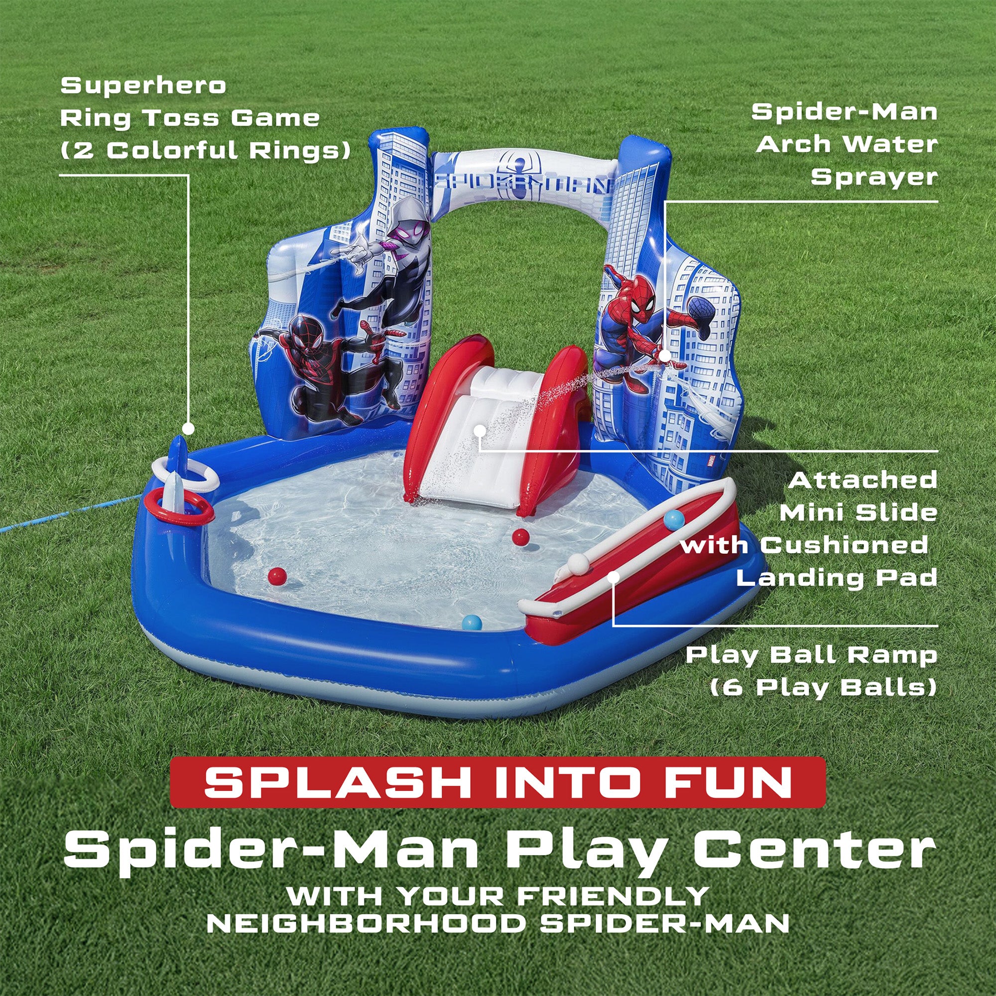 Marvel Spider-Man Inflatable Water Play Center, Kids Activity (Open Box)